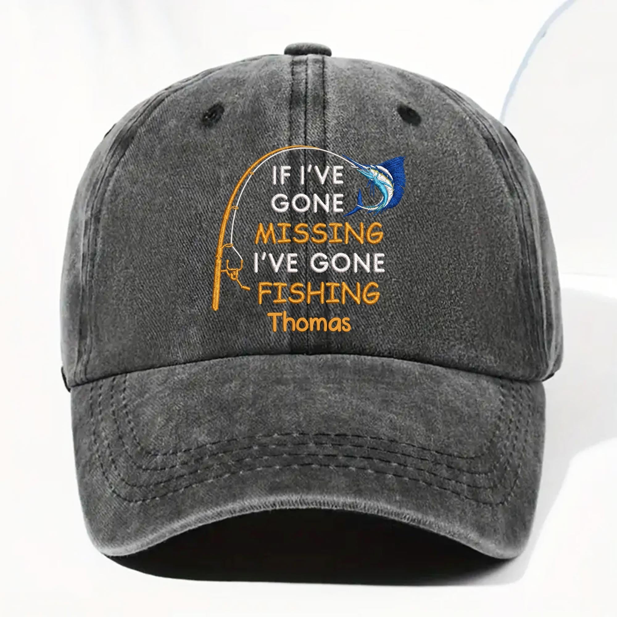 Personalized Washed Denim Fishing Cap Custom Name Gift for Dad