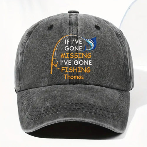 Personalized Washed Denim Fishing Cap Custom Name Gift for Dad