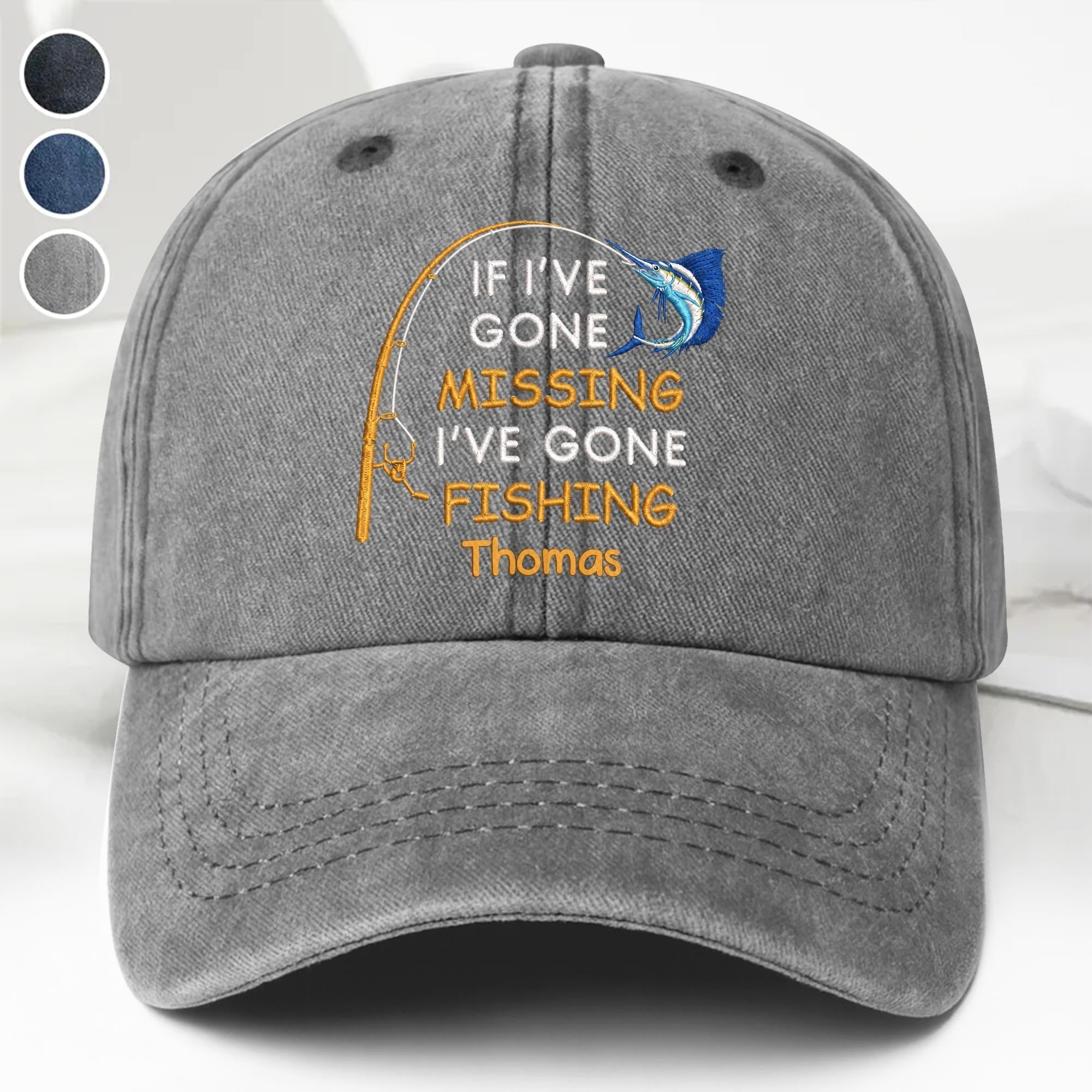 Personalized Washed Denim Fishing Cap Custom Name Gift for Dad