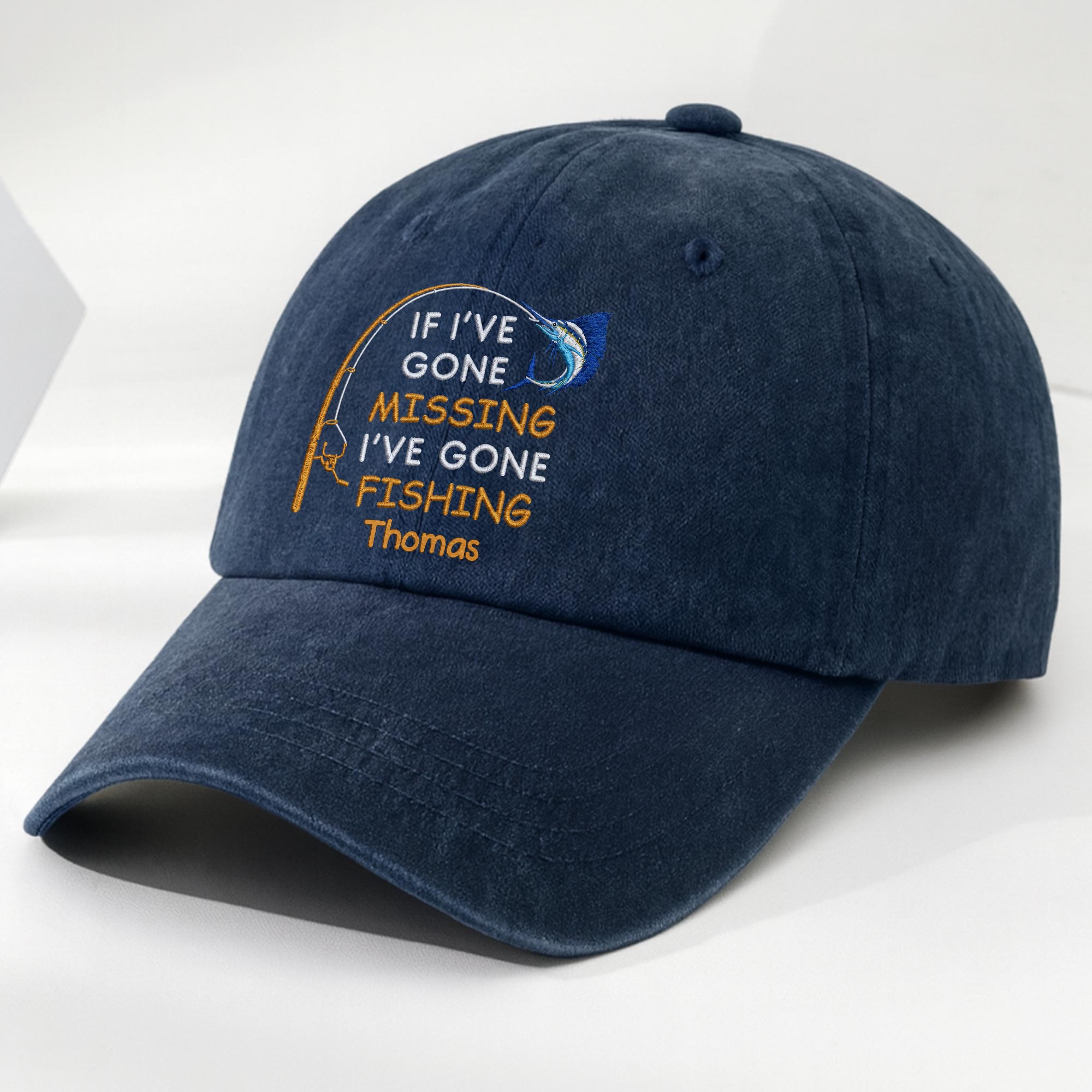 Personalized Washed Denim Fishing Cap Custom Name Gift for Dad