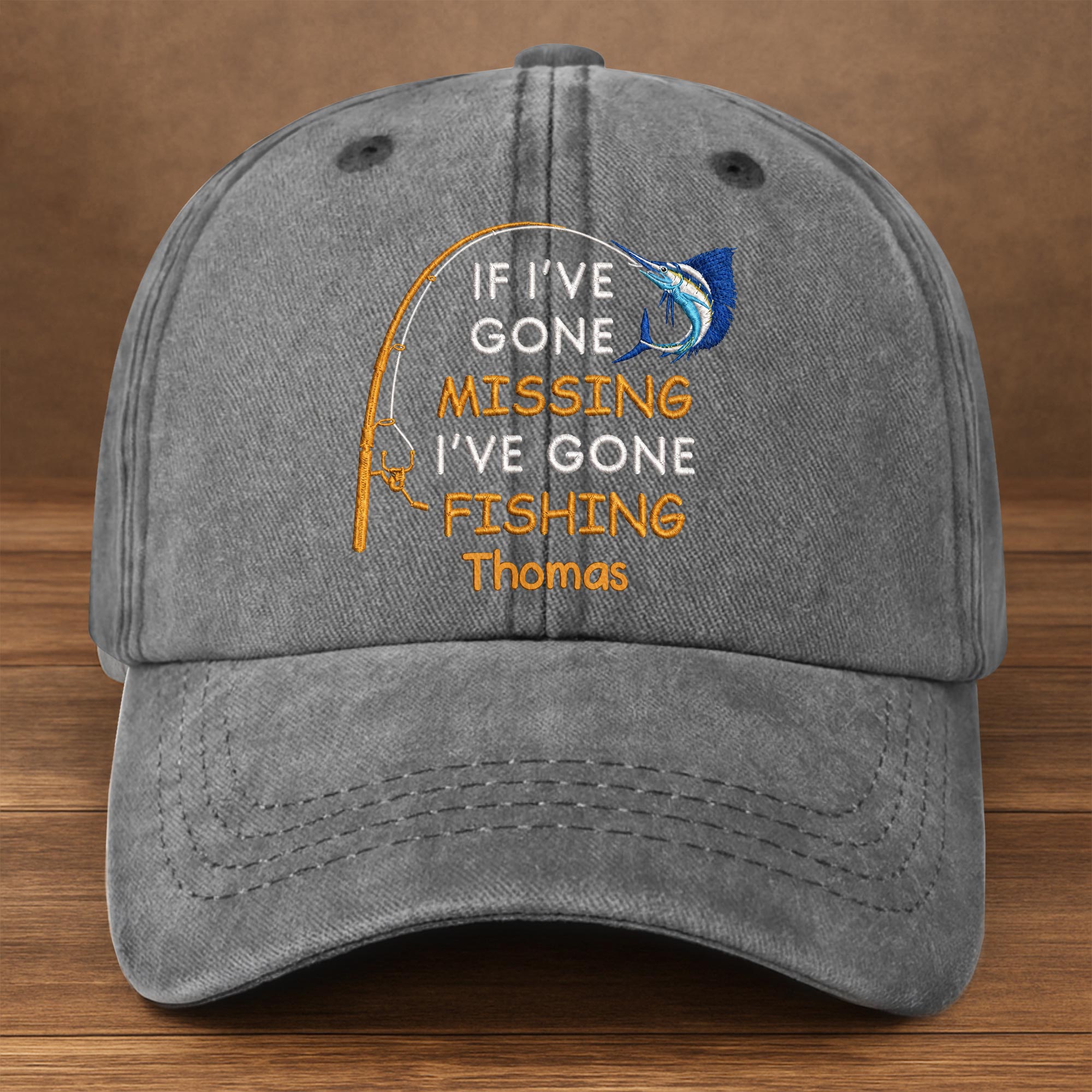 Personalized Washed Denim Fishing Cap Custom Name Gift for Dad
