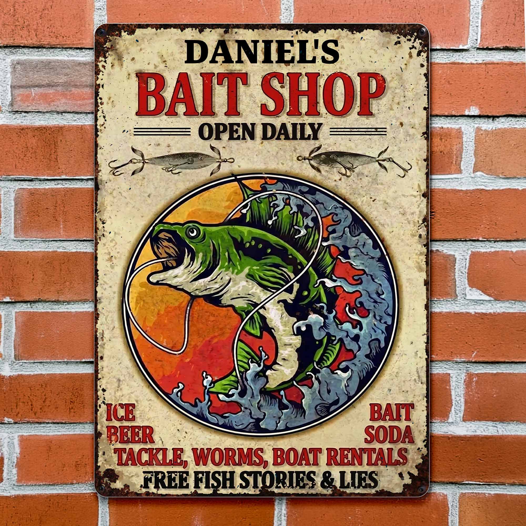 Personalized Metal Sign Custom Name Bass Fishing Gift Idea