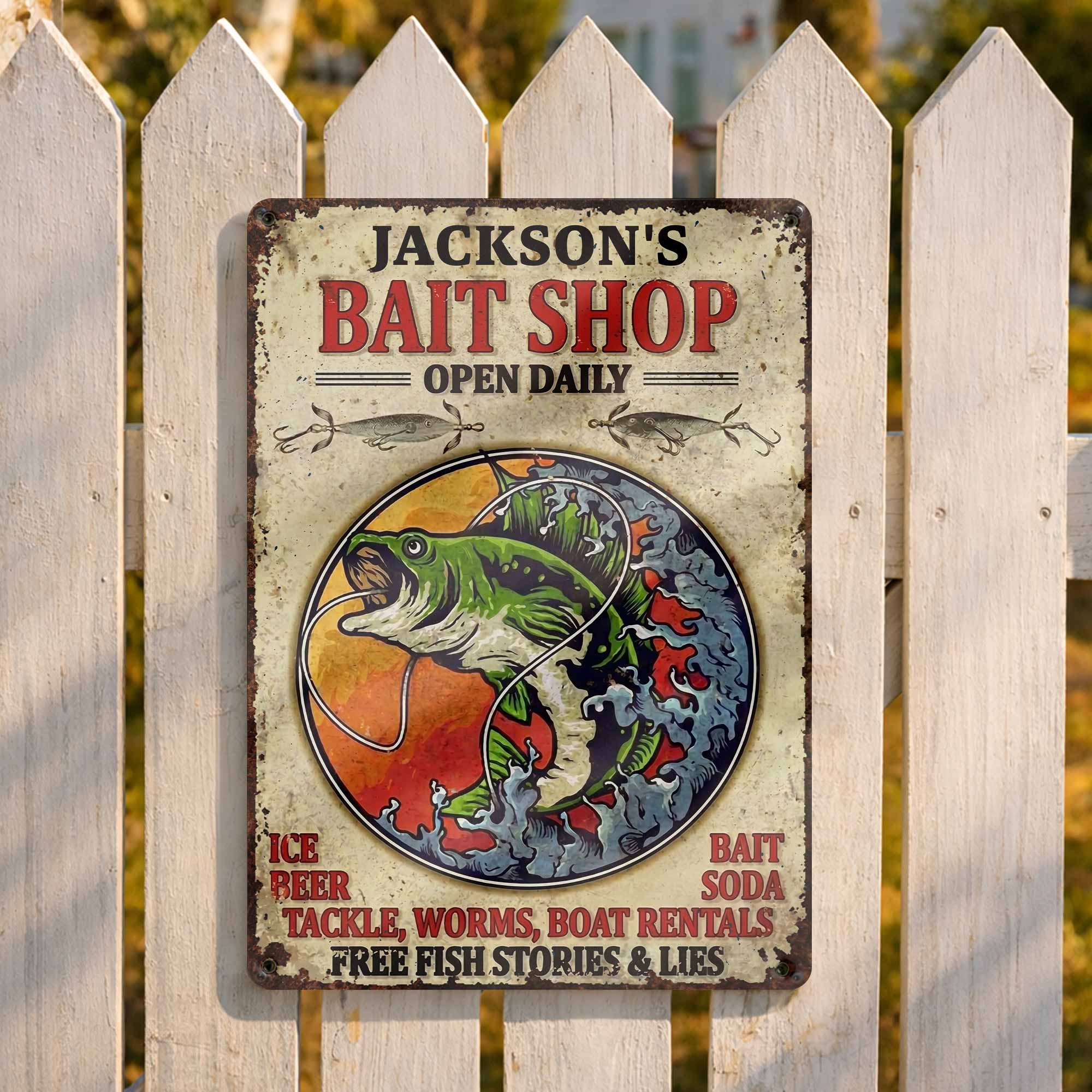 Personalized Metal Sign Custom Name Bass Fishing Gift Idea