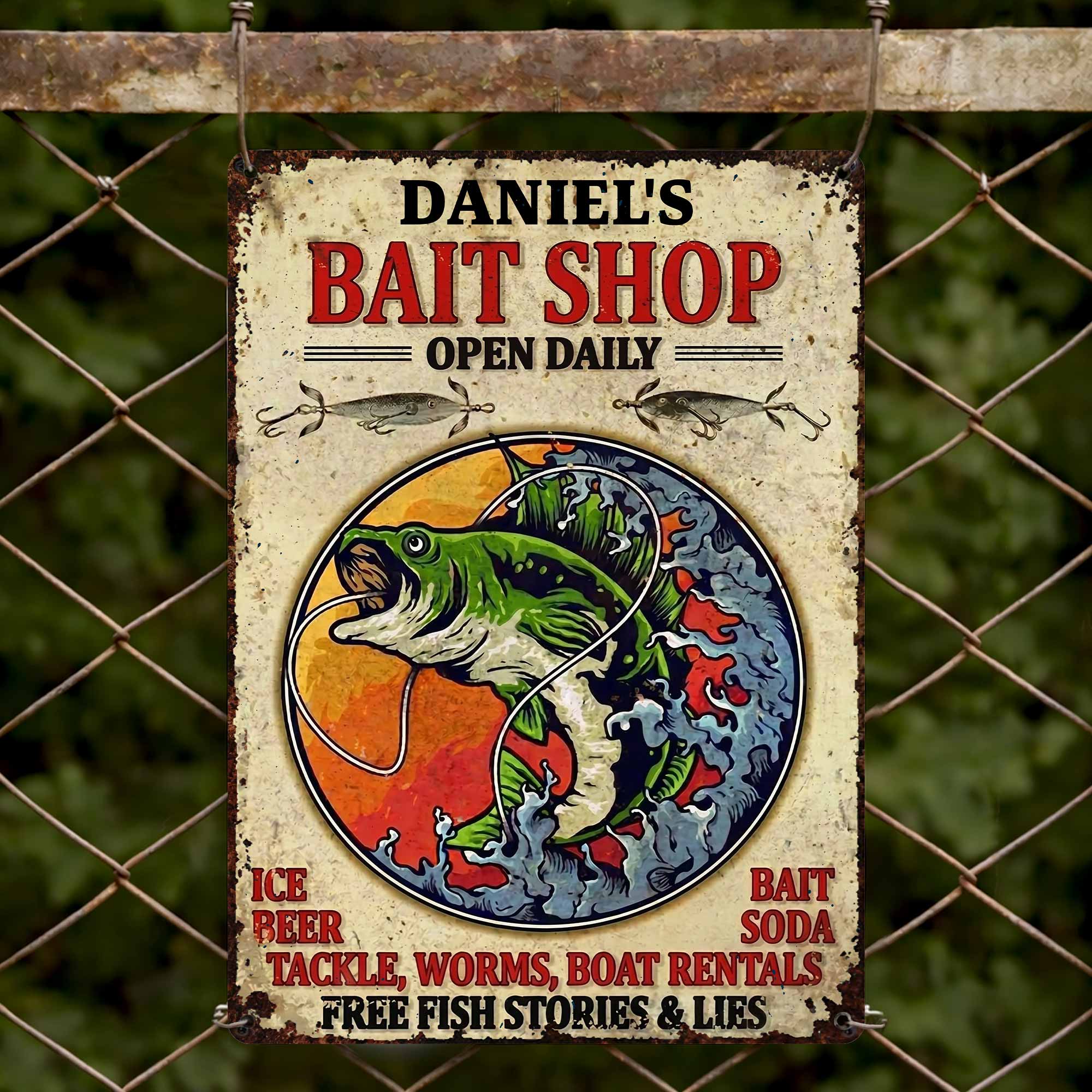 Personalized Metal Sign Custom Name Bass Fishing Gift Idea