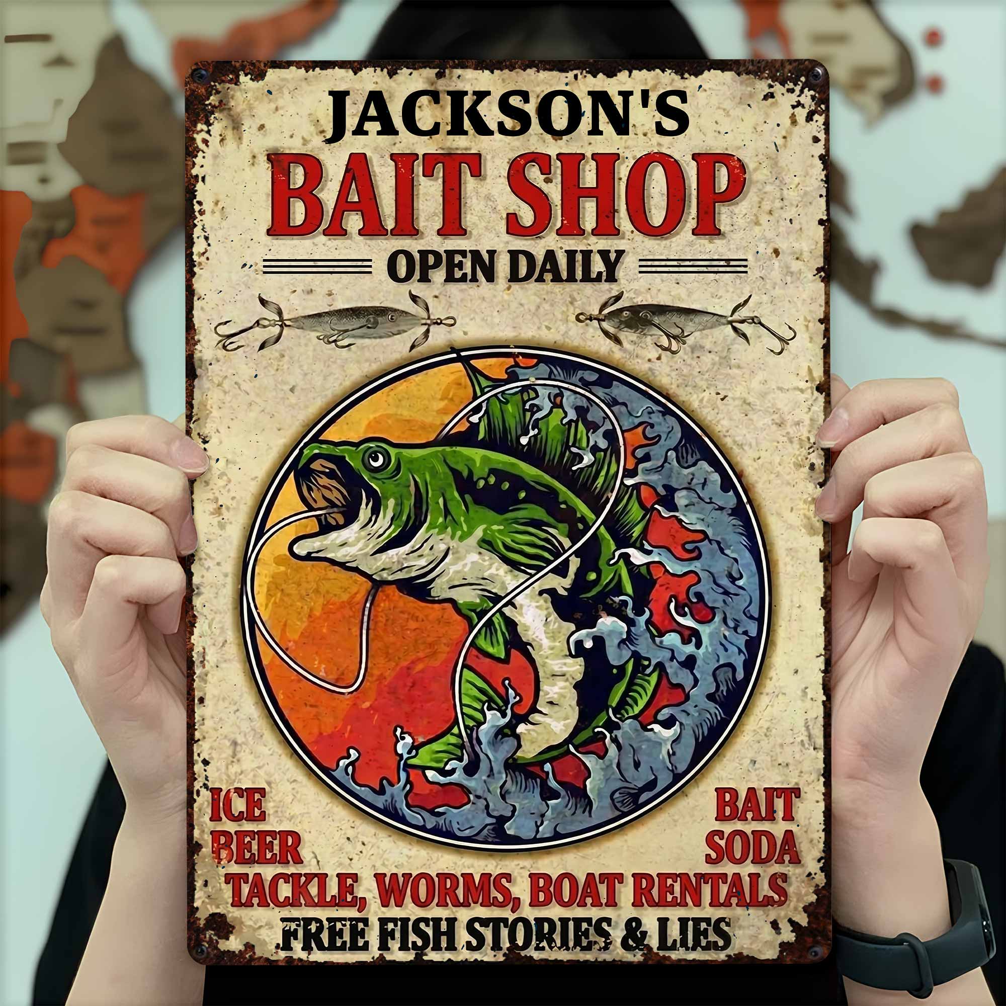 Personalized Metal Sign Custom Name Bass Fishing Gift Idea