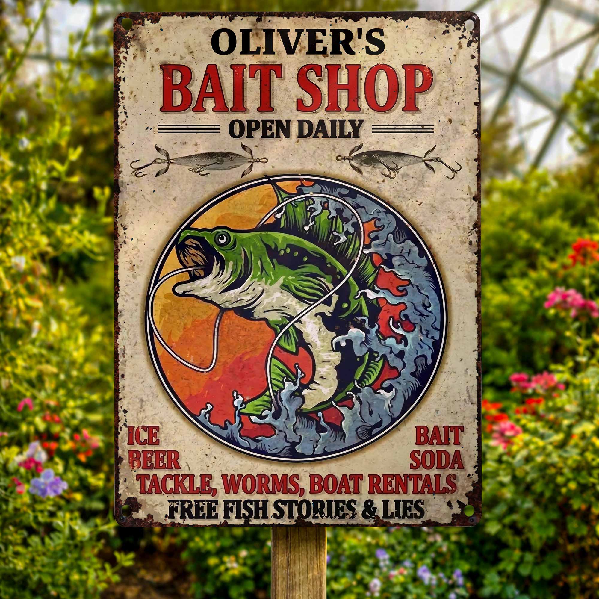Personalized Metal Sign Custom Name Bass Fishing Gift Idea