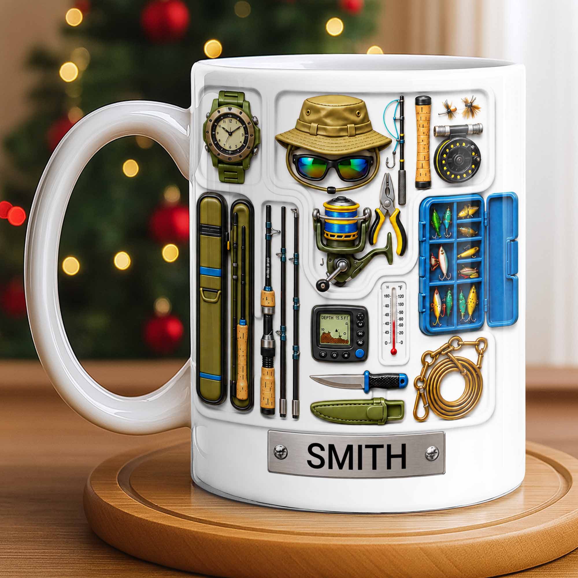 Personalized Fishing Mug Custom Name Gift for Dad Fishing Enthusiasts