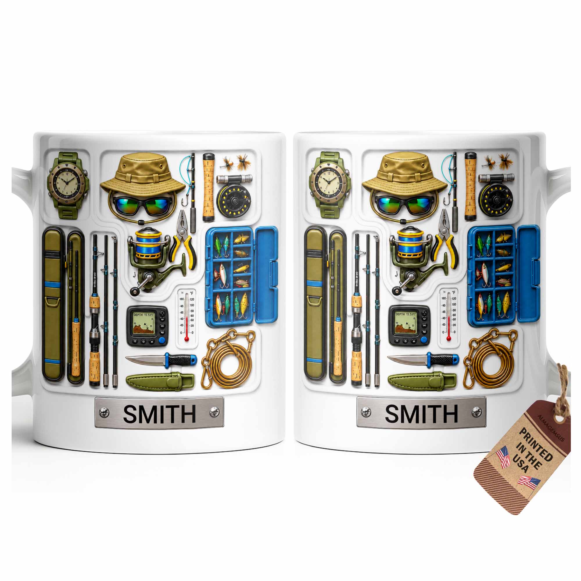 Personalized Fishing Mug Custom Name Gift for Dad Fishing Enthusiasts