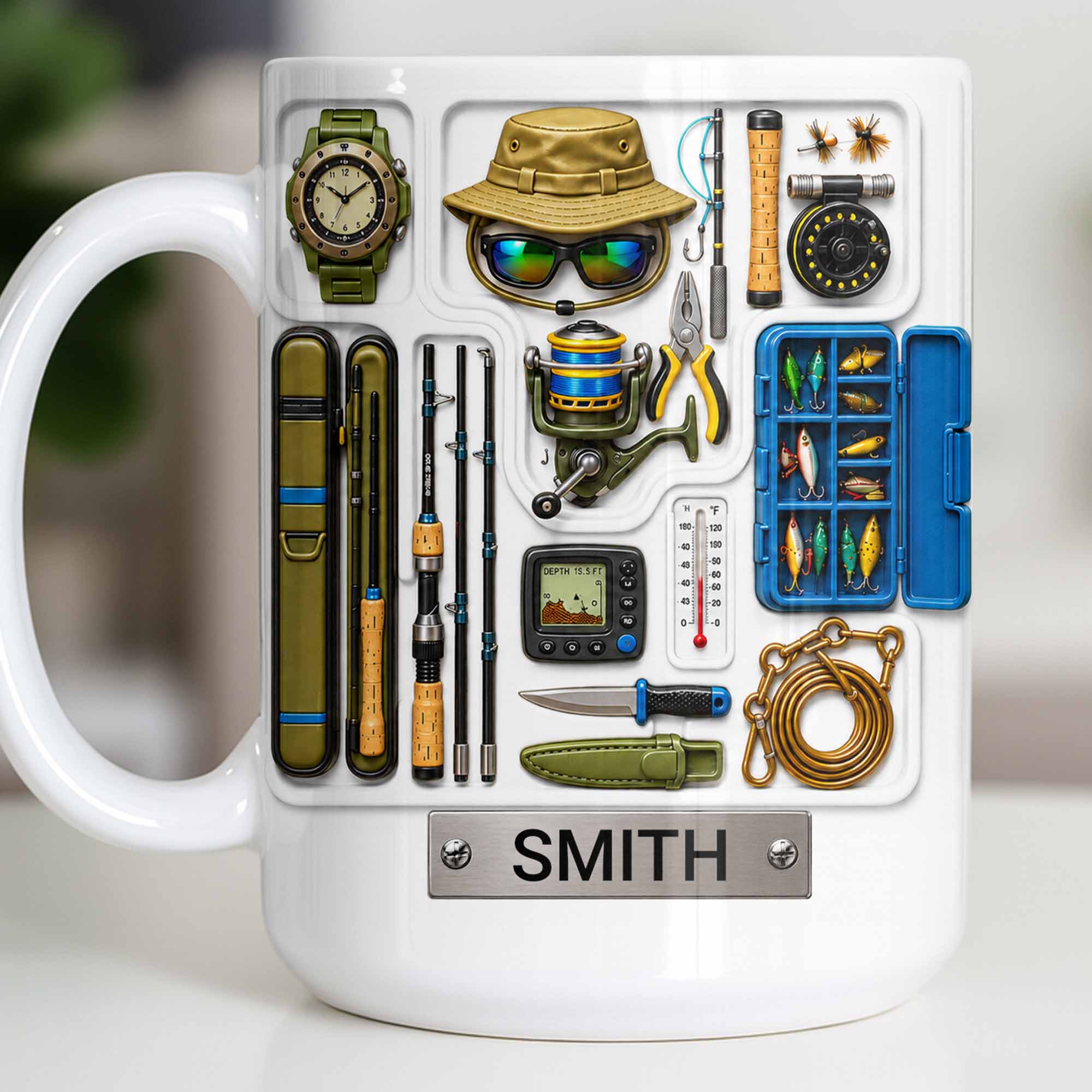 Personalized Fishing Mug Custom Name Gift for Dad Fishing Enthusiasts
