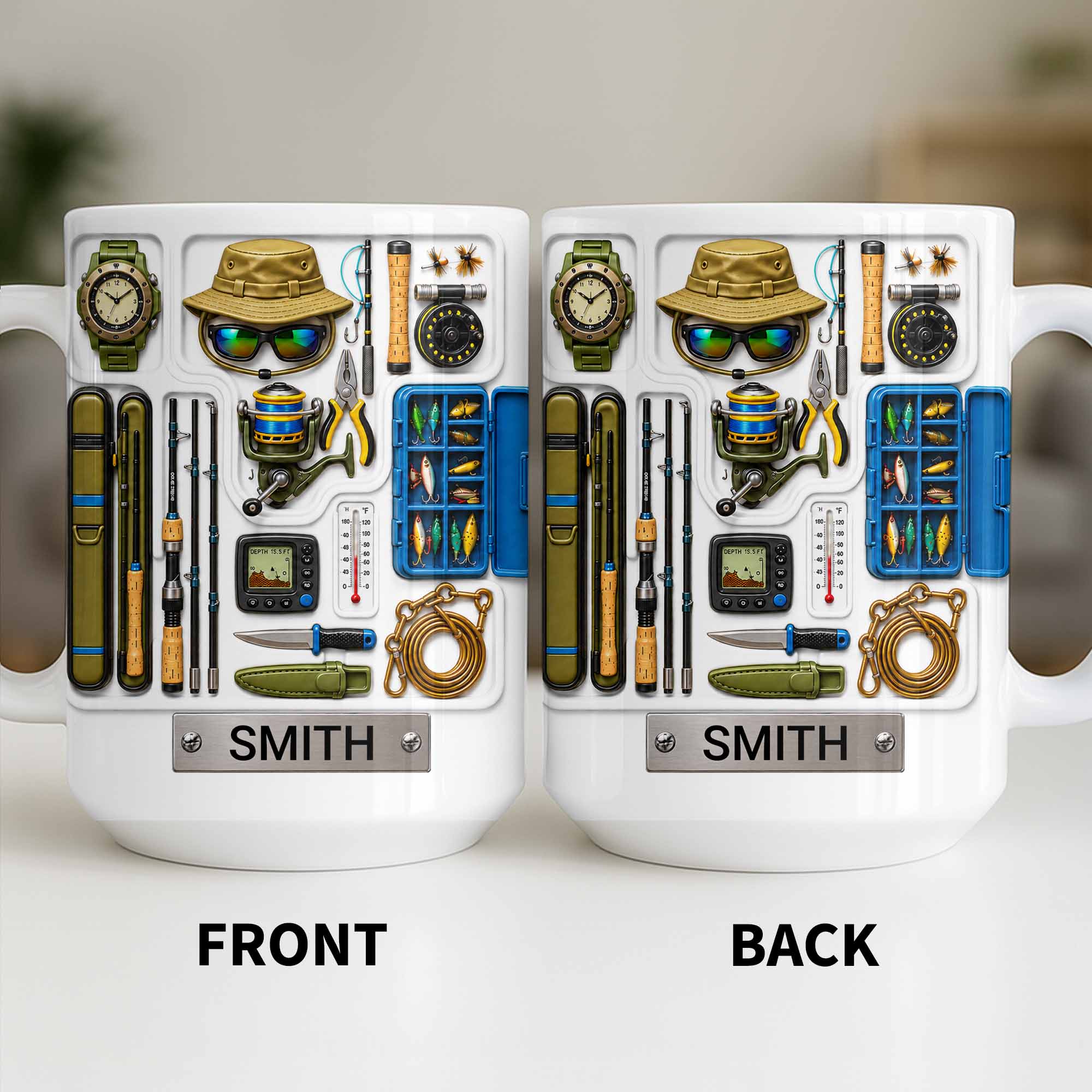 Personalized Fishing Mug Custom Name Gift for Dad Fishing Enthusiasts