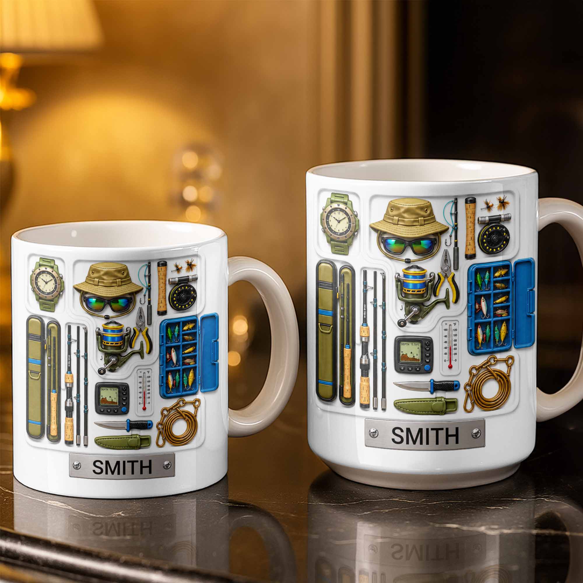 Personalized Fishing Mug Custom Name Gift for Dad Fishing Enthusiasts