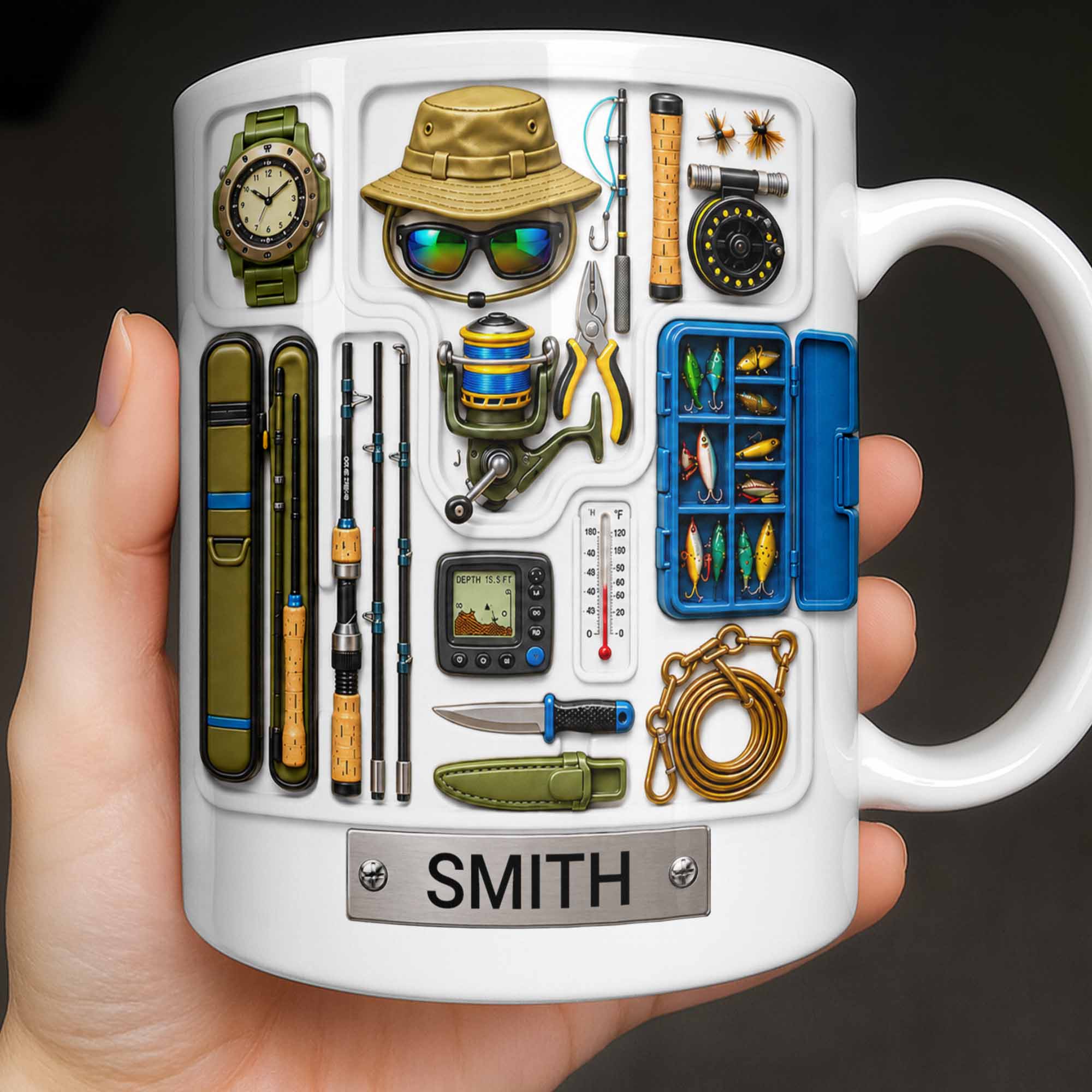 Personalized Fishing Mug Custom Name Gift for Dad Fishing Enthusiasts