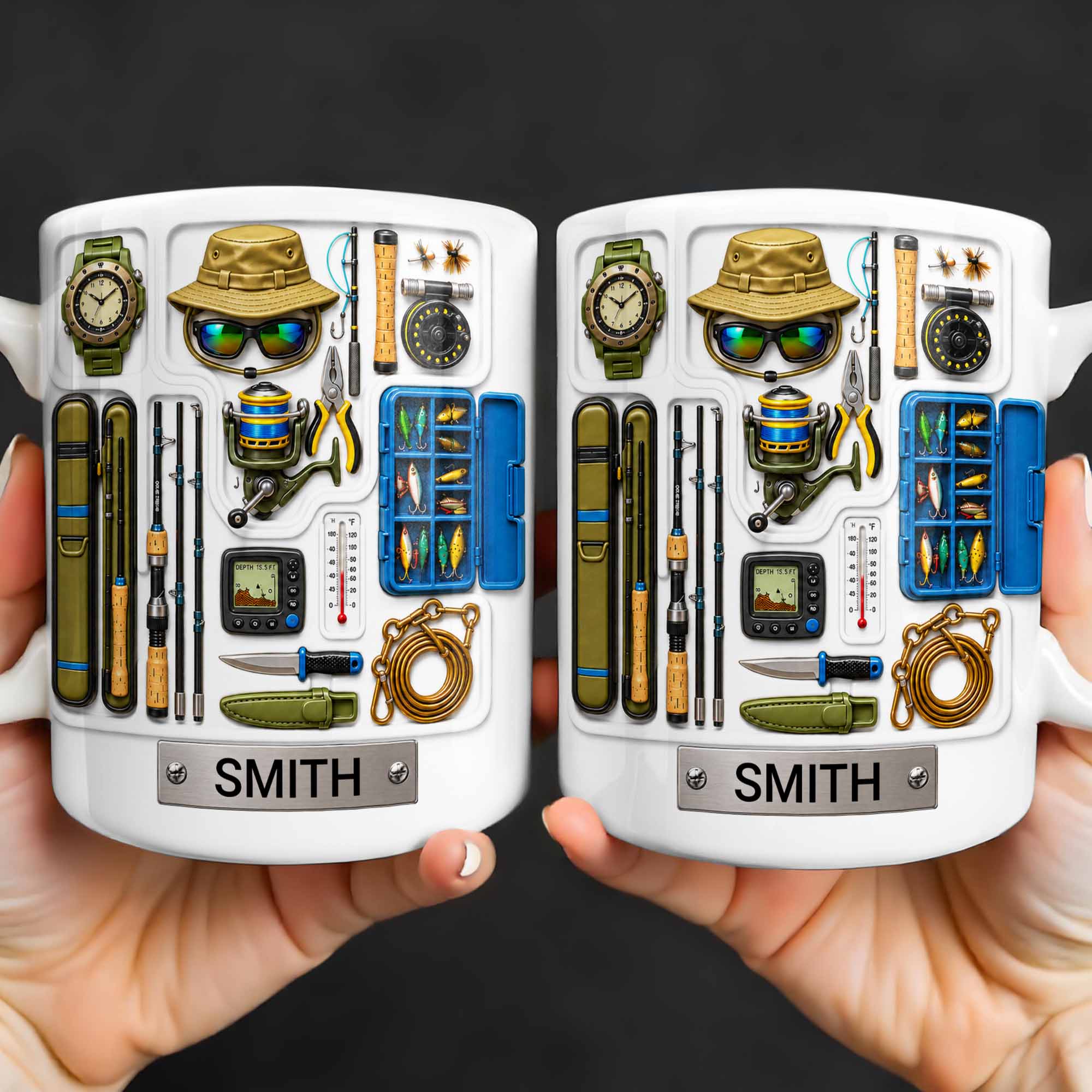 Personalized Fishing Mug Custom Name Gift for Dad Fishing Enthusiasts