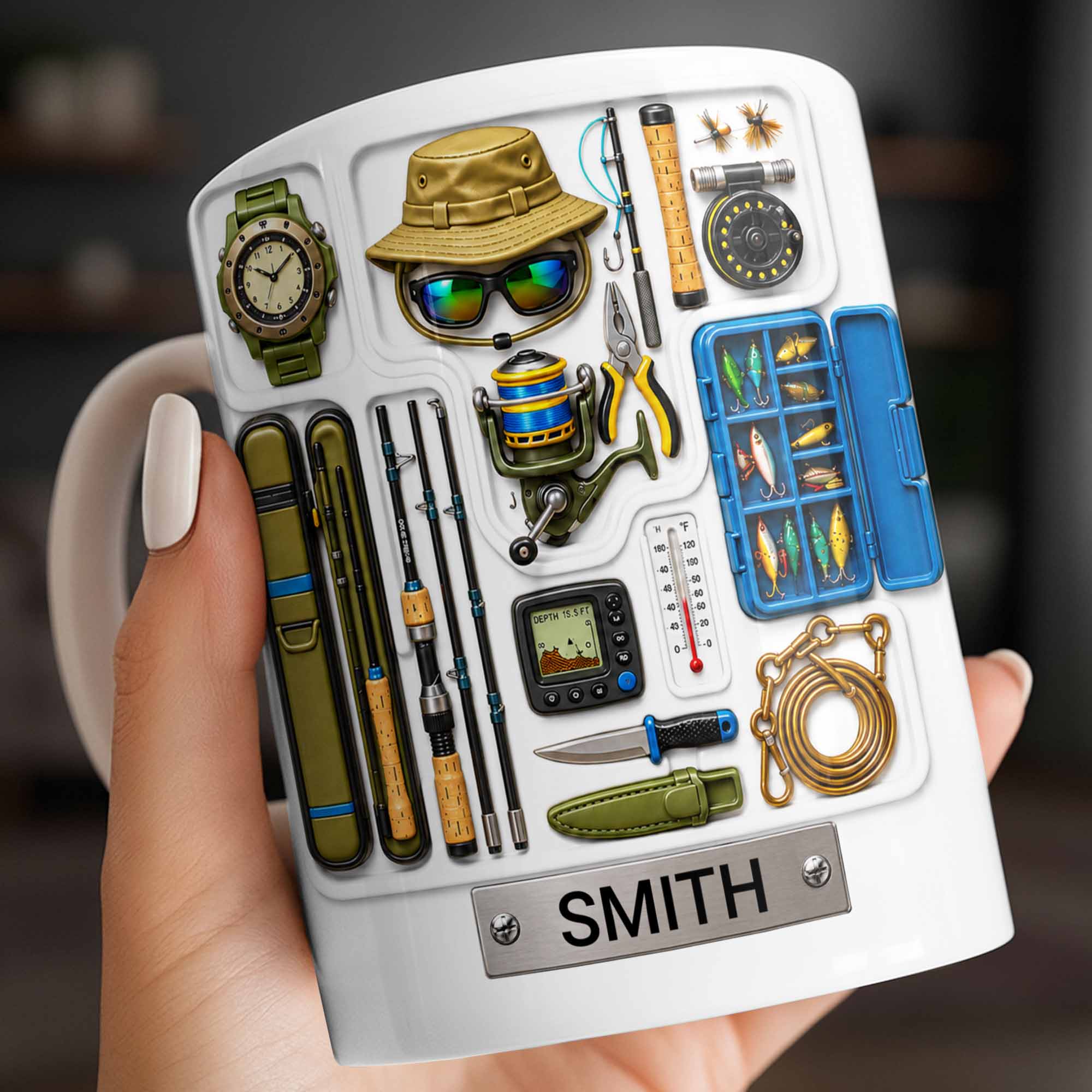 Personalized Fishing Mug Custom Name Gift for Dad Fishing Enthusiasts