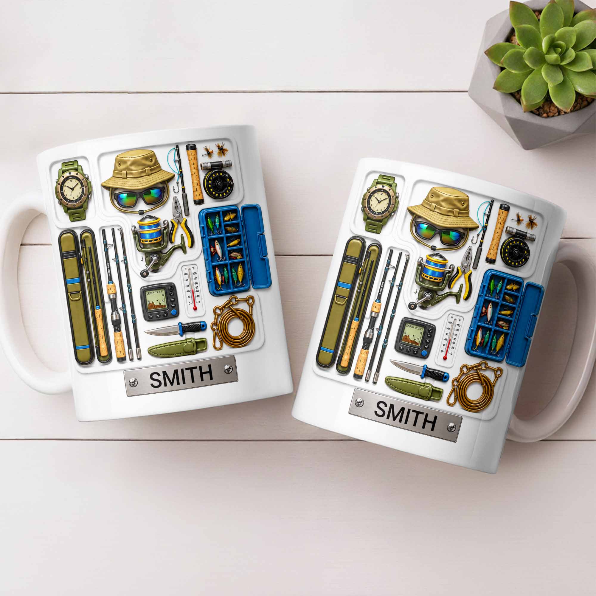 Personalized Fishing Mug Custom Name Gift for Dad Fishing Enthusiasts