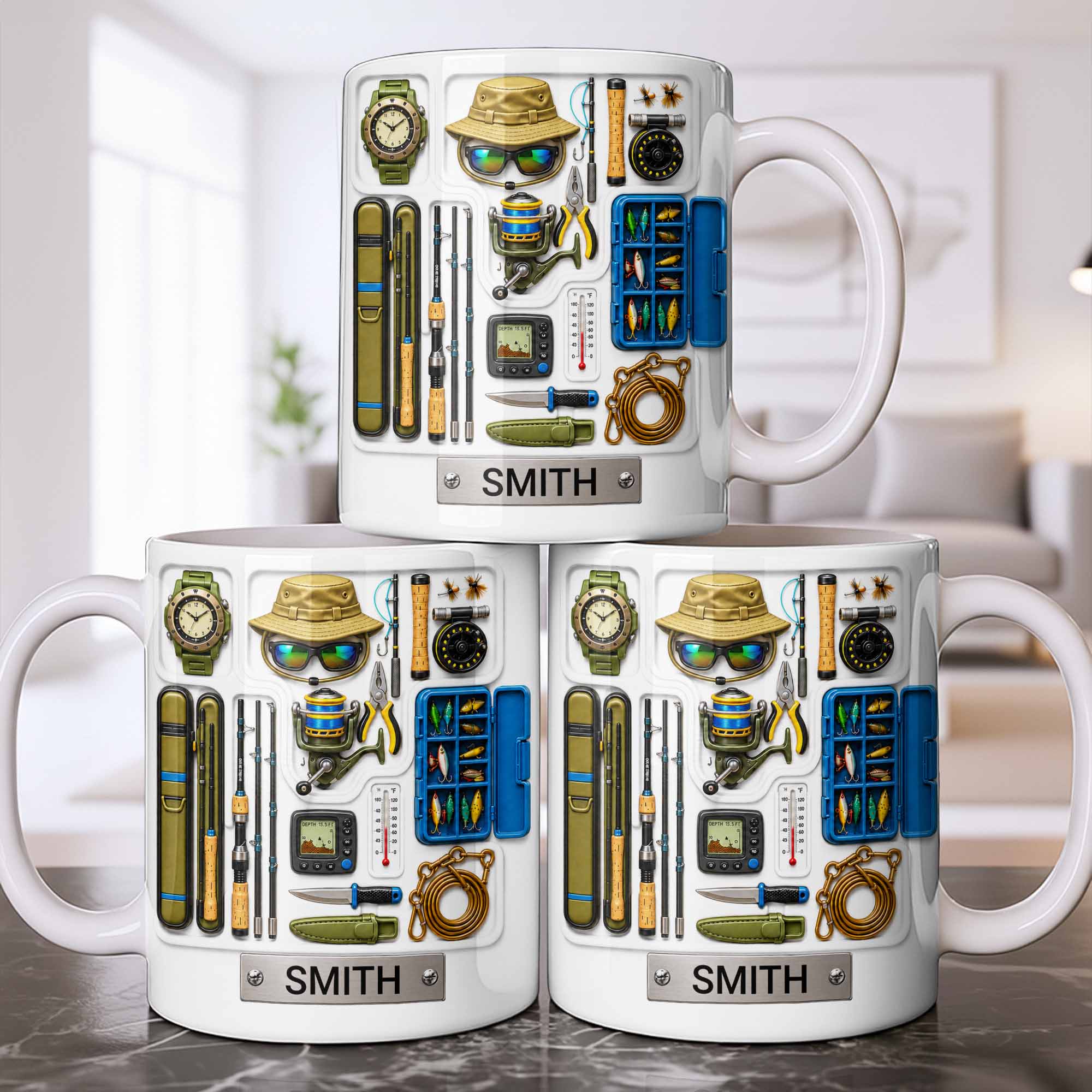 Personalized Fishing Mug Custom Name Gift for Dad Fishing Enthusiasts