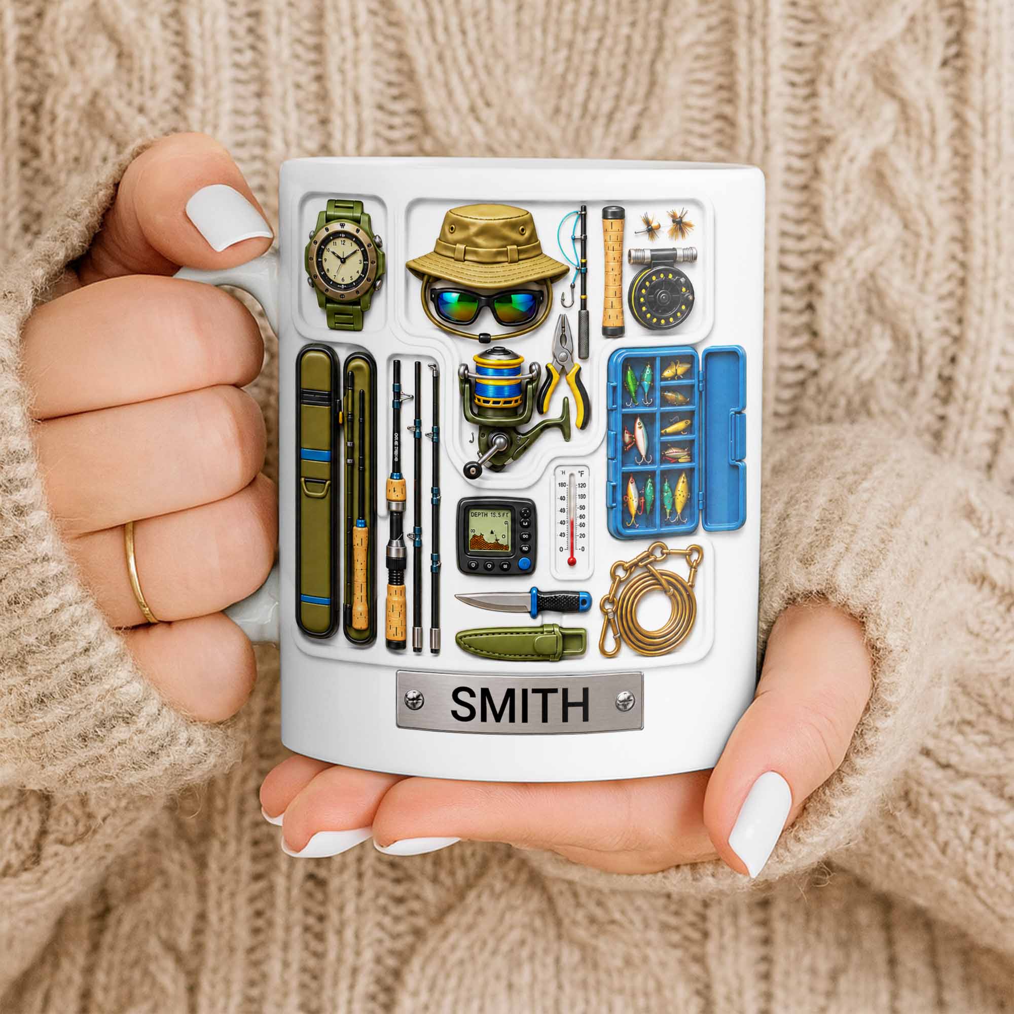 Personalized Fishing Mug Custom Name Gift for Dad Fishing Enthusiasts