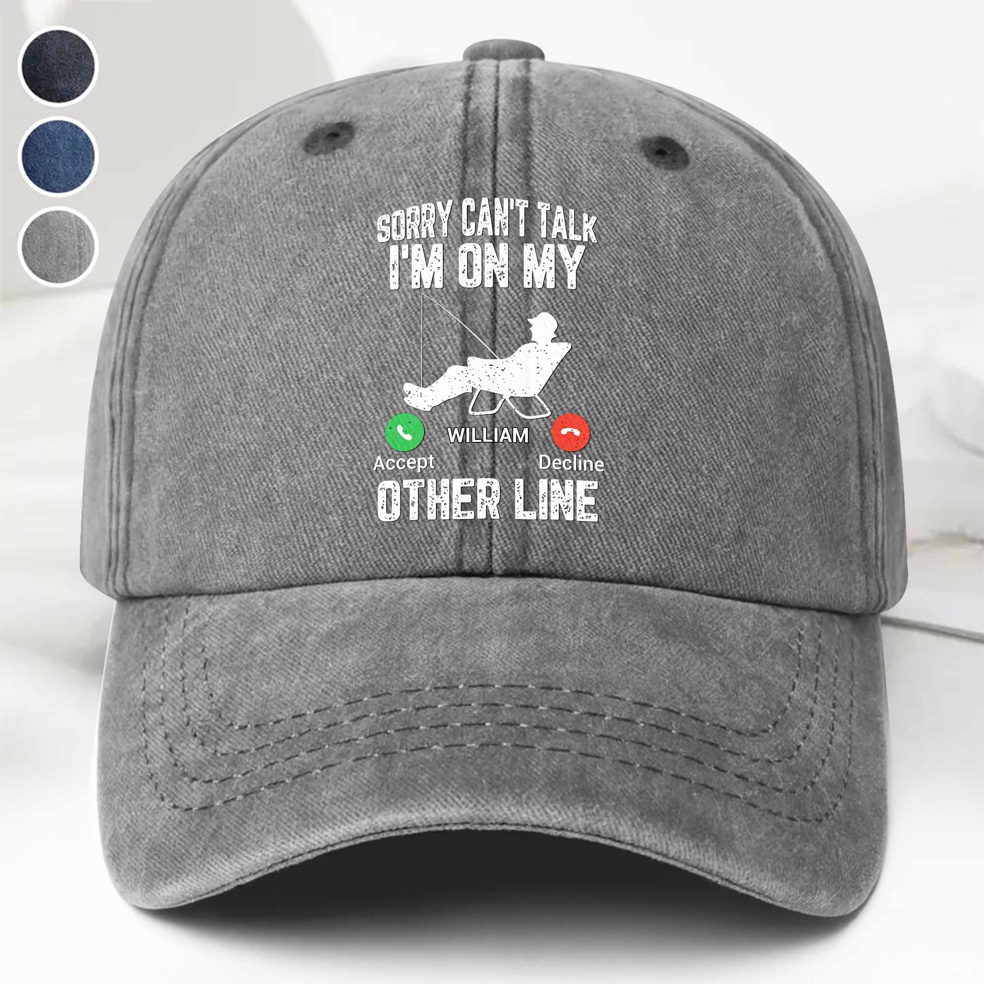 Personalized Fishing Cap Custom Name Denim Gift for Dad