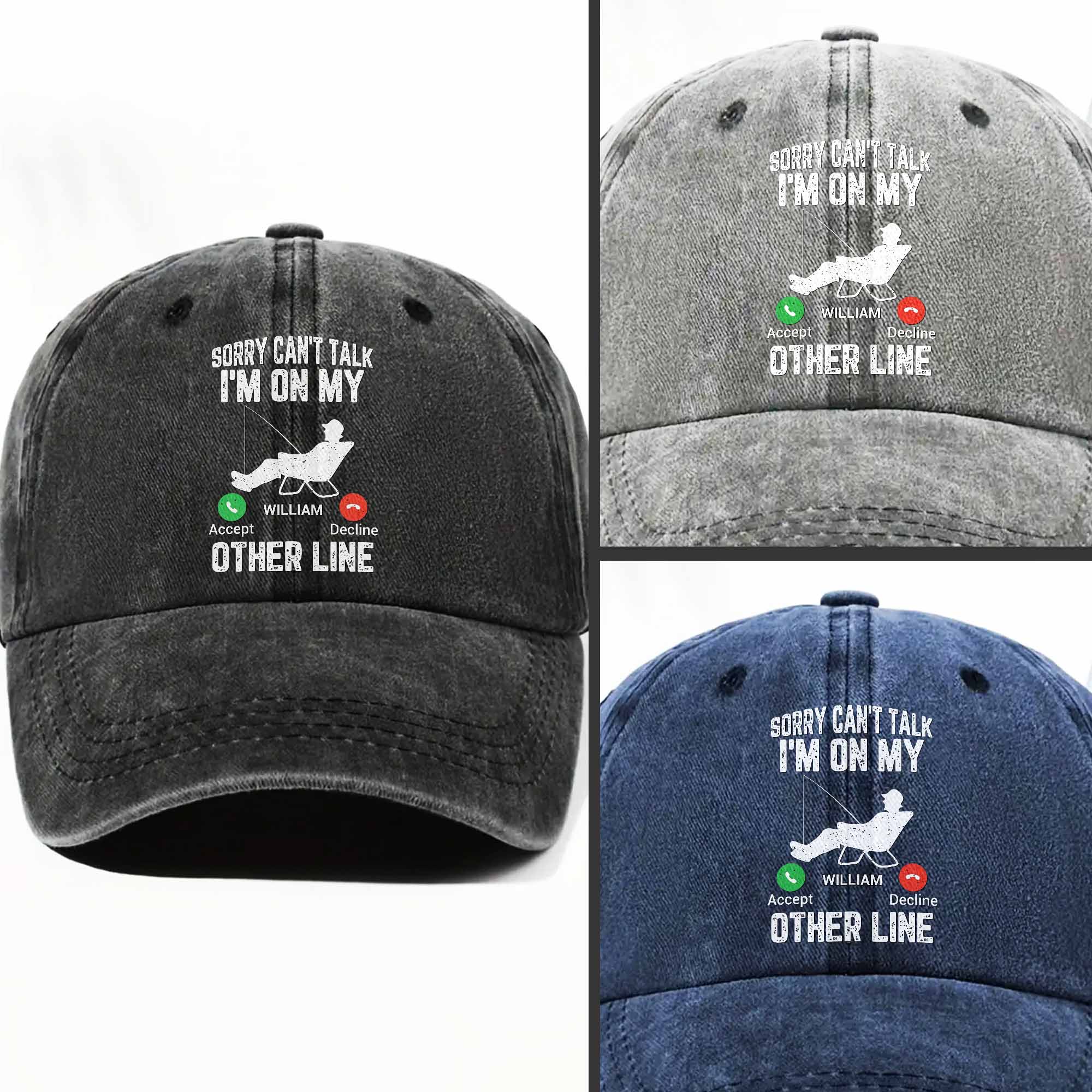 Personalized Fishing Cap Custom Name Denim Gift for Dad