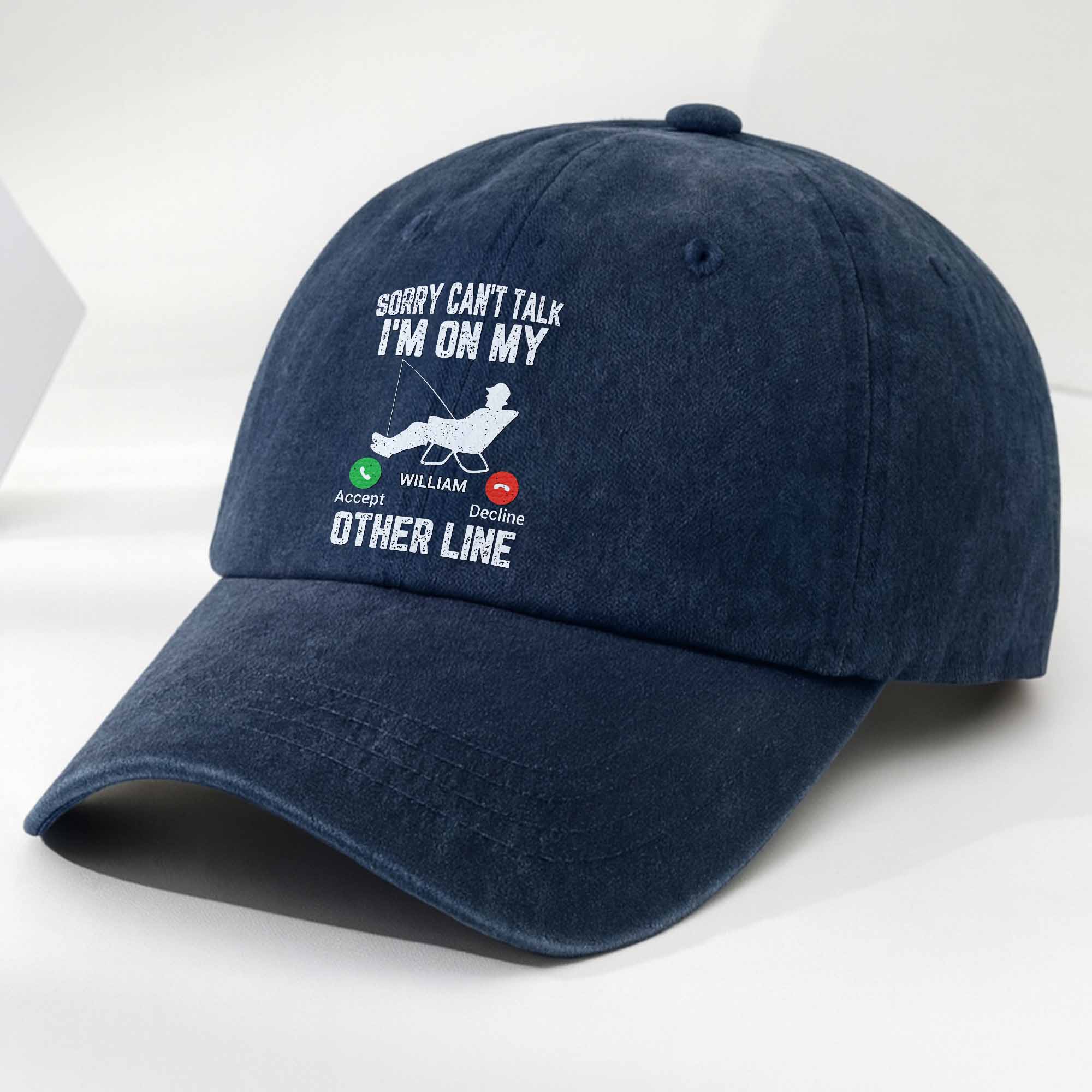 Personalized Fishing Cap Custom Name Denim Gift for Dad