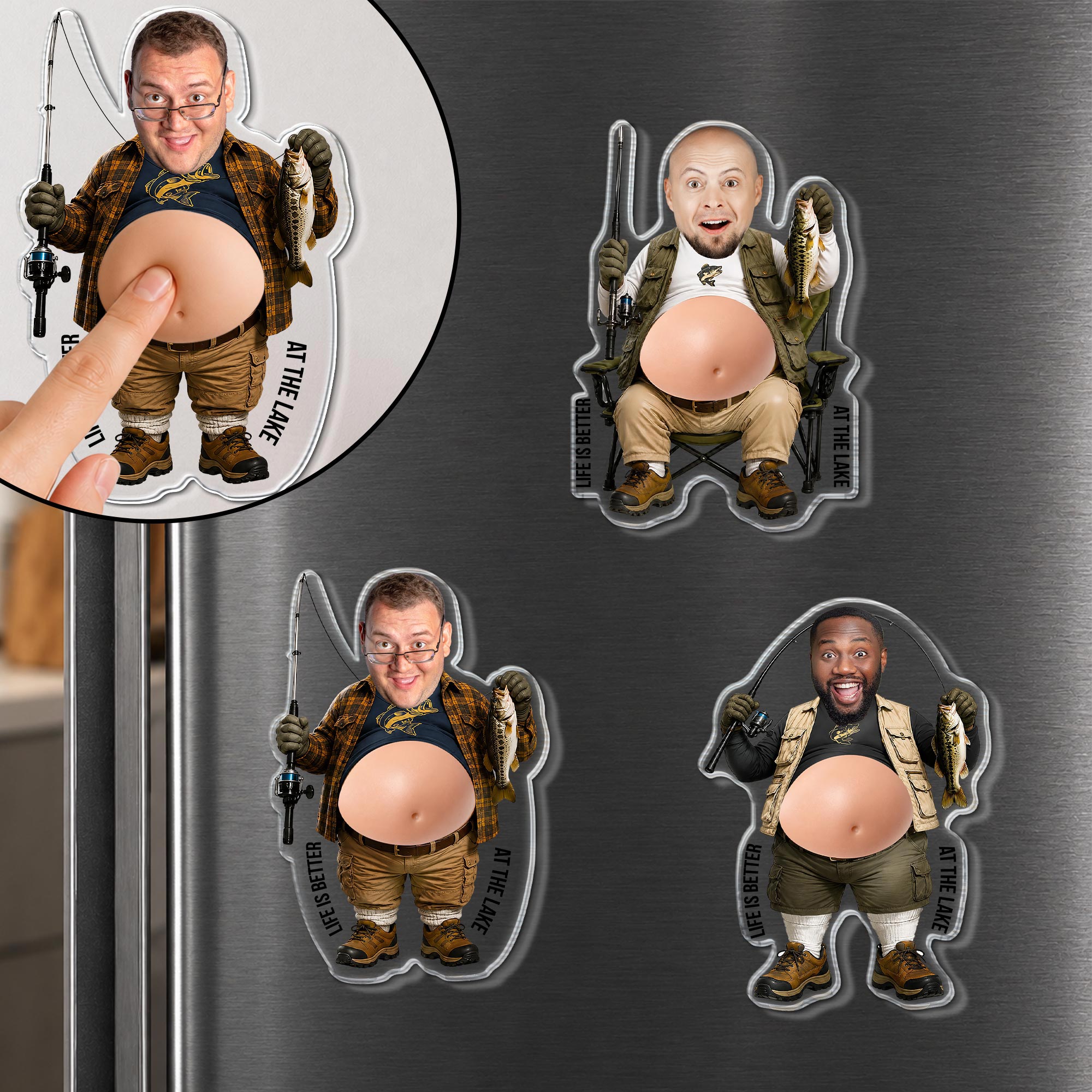 Personalized Squishy Acrylic Fridge Magnet Fishing Gift for Dad