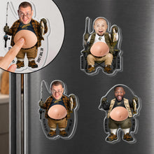 Load image into Gallery viewer, Personalized Squishy Acrylic Fridge Magnet Fishing Gift for Dad
