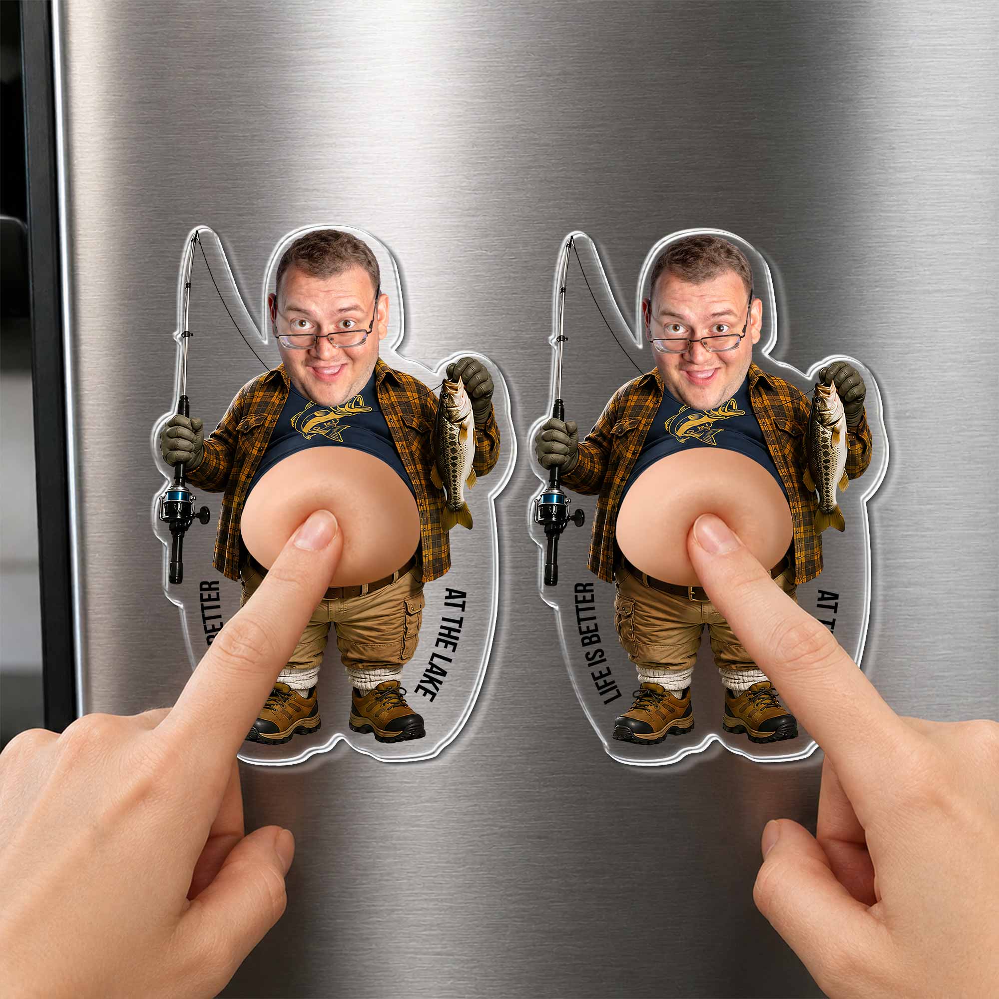 Personalized Squishy Acrylic Fridge Magnet Fishing Gift for Dad