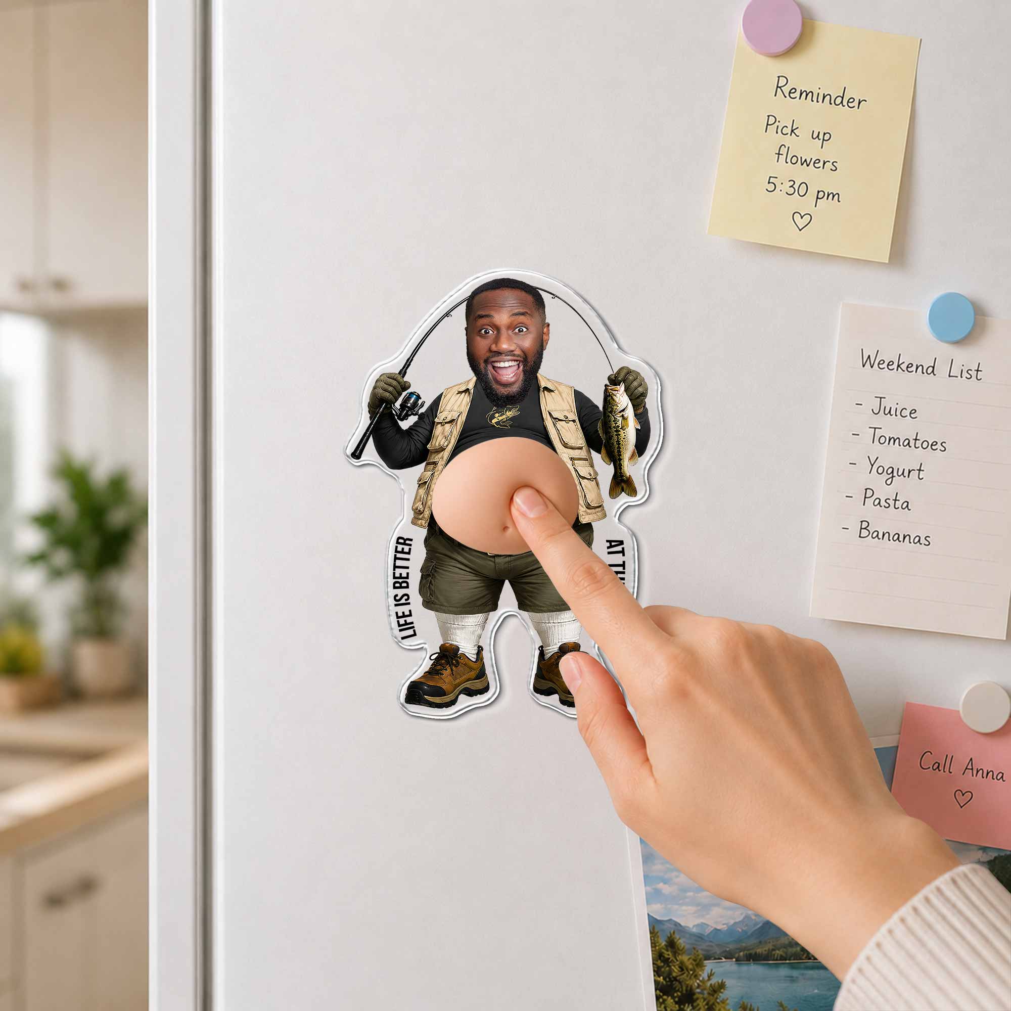 Personalized Squishy Acrylic Fridge Magnet Fishing Gift for Dad