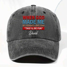 Load image into Gallery viewer, Personalized Washed Denim Cap Custom Name Faith Gift for Him
