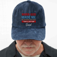 Load image into Gallery viewer, Personalized Washed Denim Cap Custom Name Faith Gift for Him
