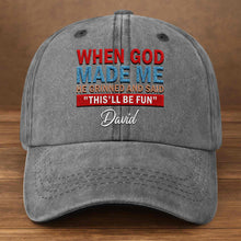 Load image into Gallery viewer, Personalized Washed Denim Cap Custom Name Faith Gift for Him
