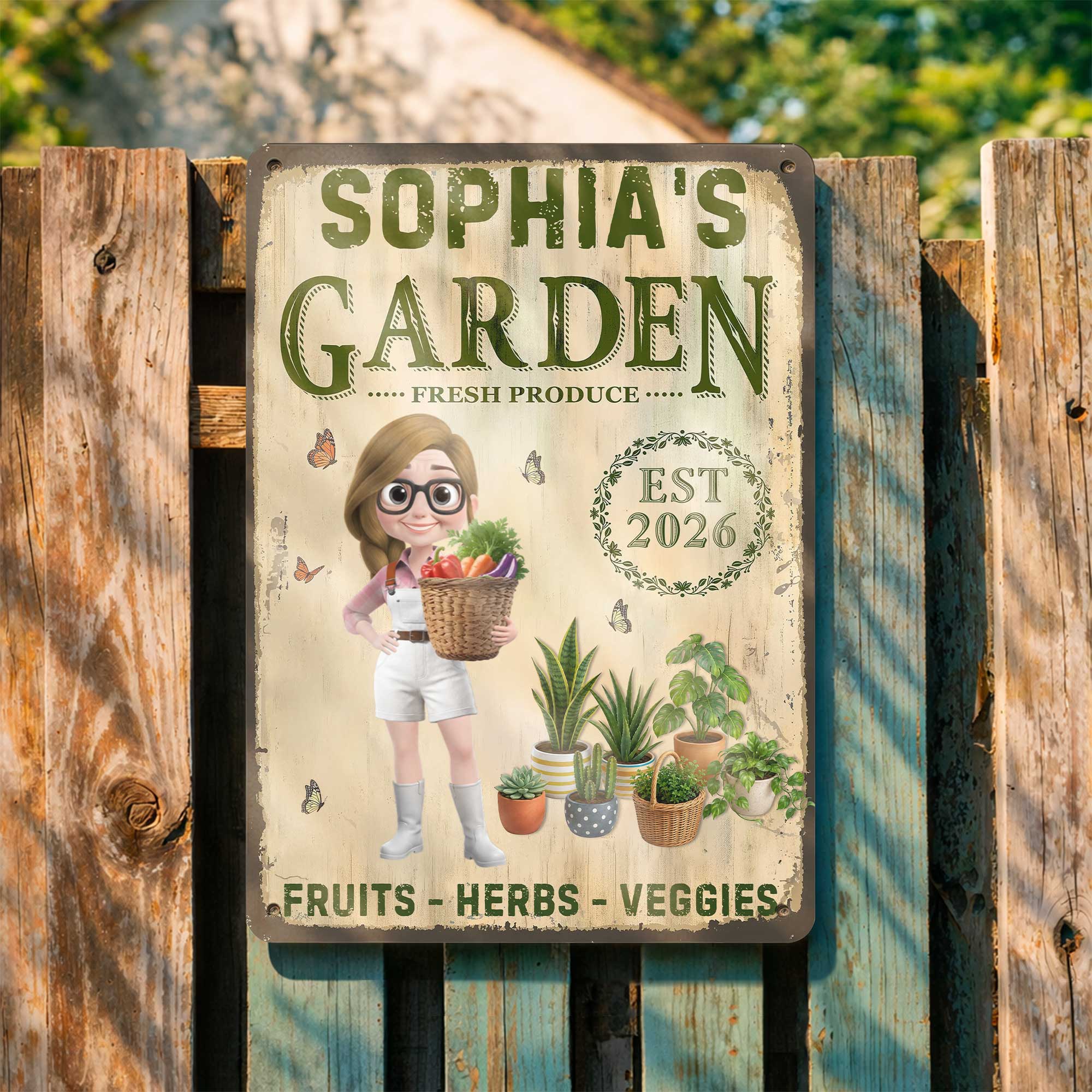 Personalized Metal Sign Garden Decor Custom Name Gift for Mom
