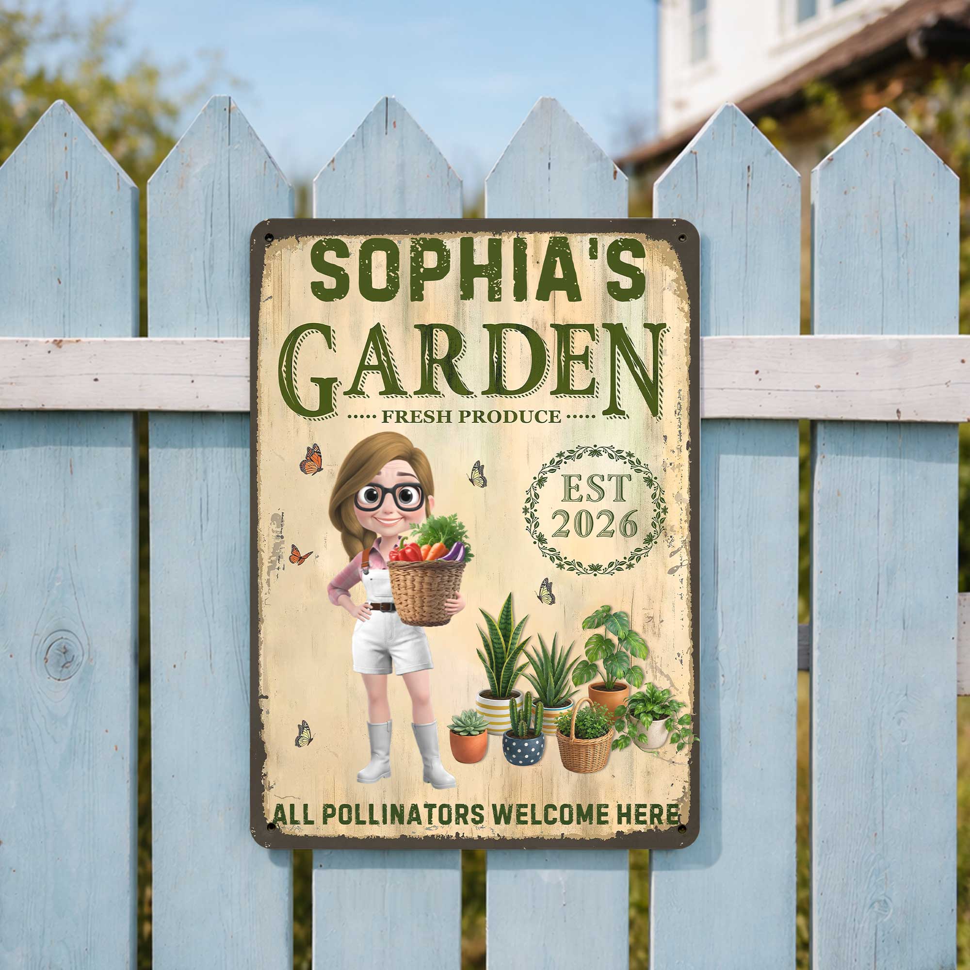 Personalized Metal Sign Garden Decor Custom Name Gift for Mom