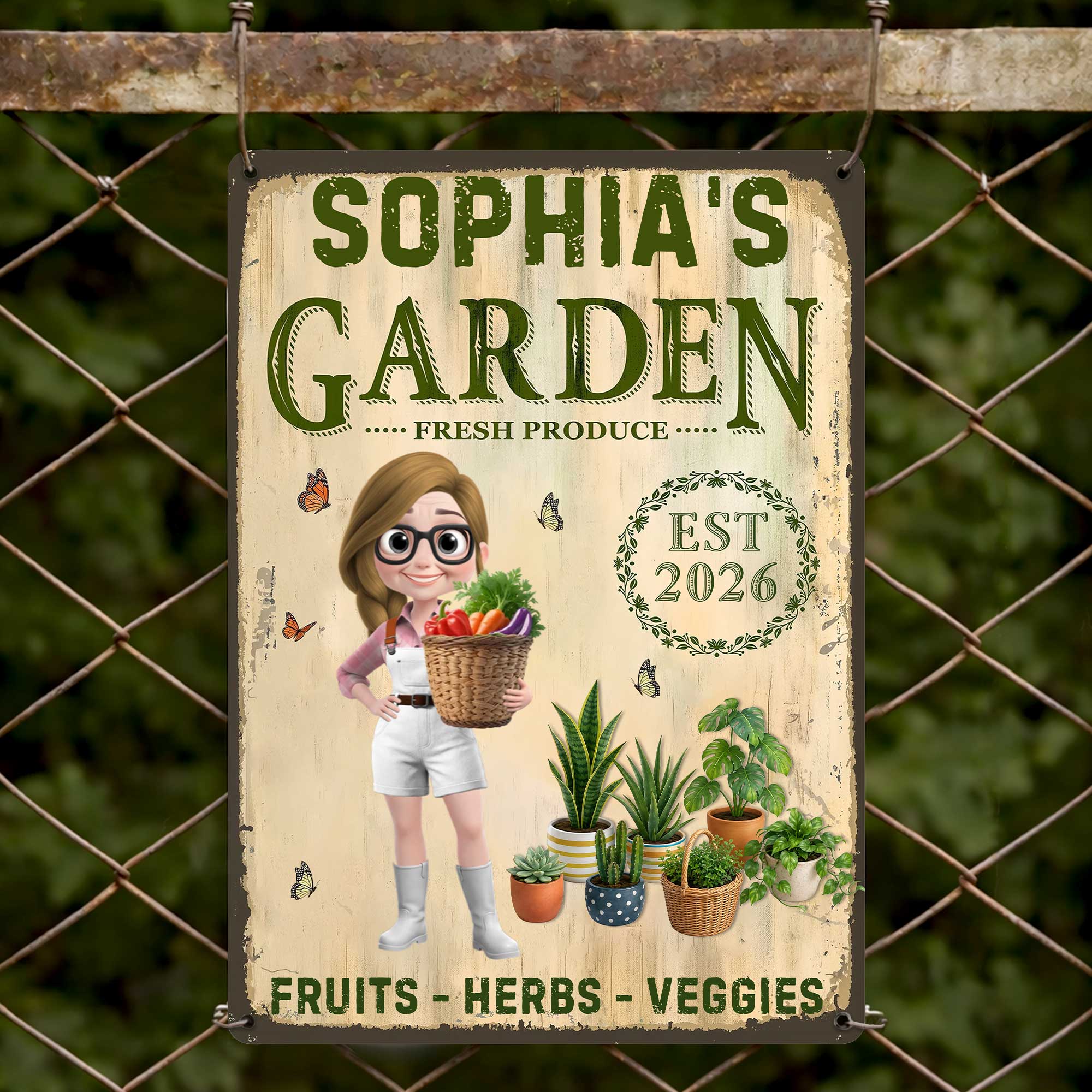 Personalized Metal Sign Garden Decor Custom Name Gift for Mom