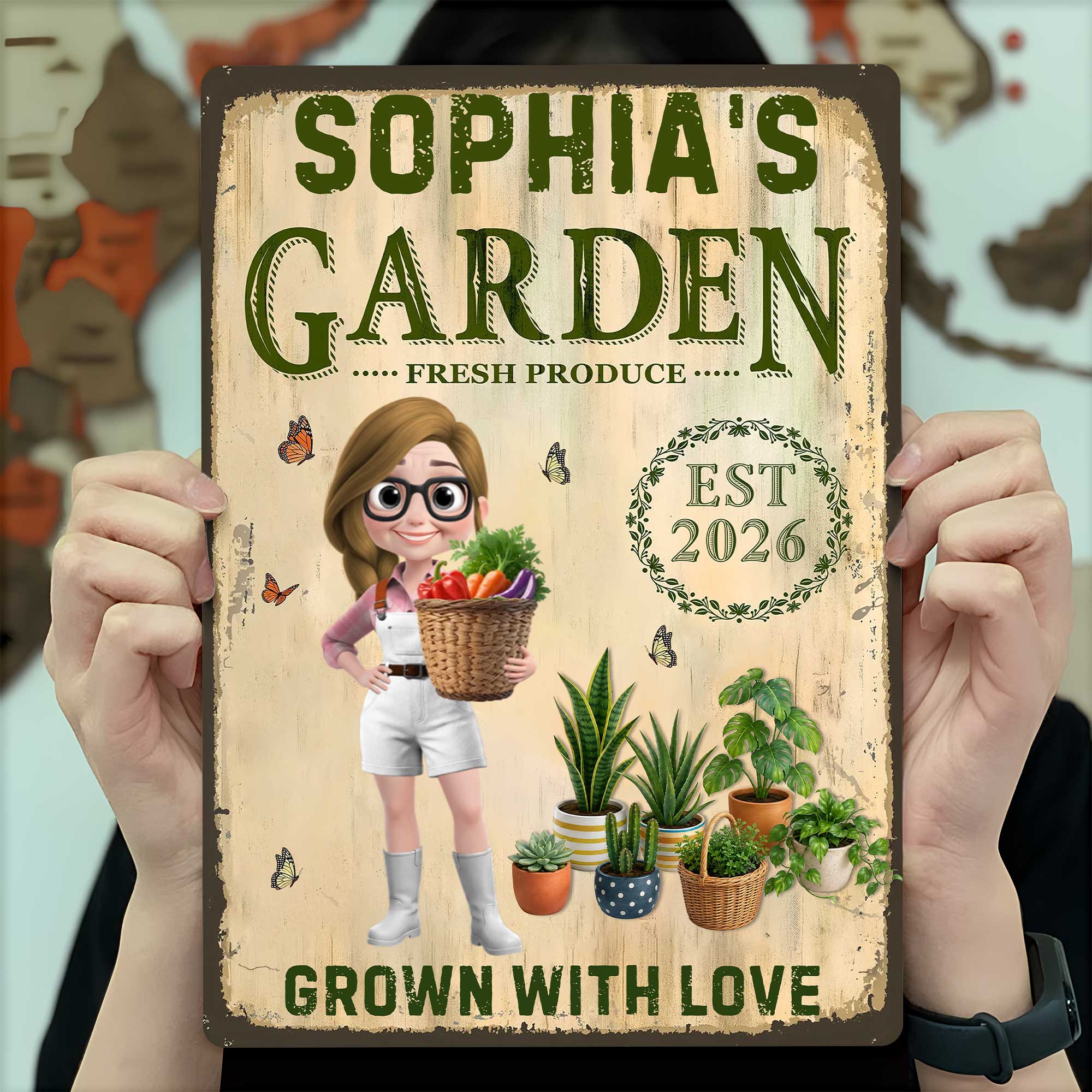 Personalized Metal Sign Garden Decor Custom Name Gift for Mom