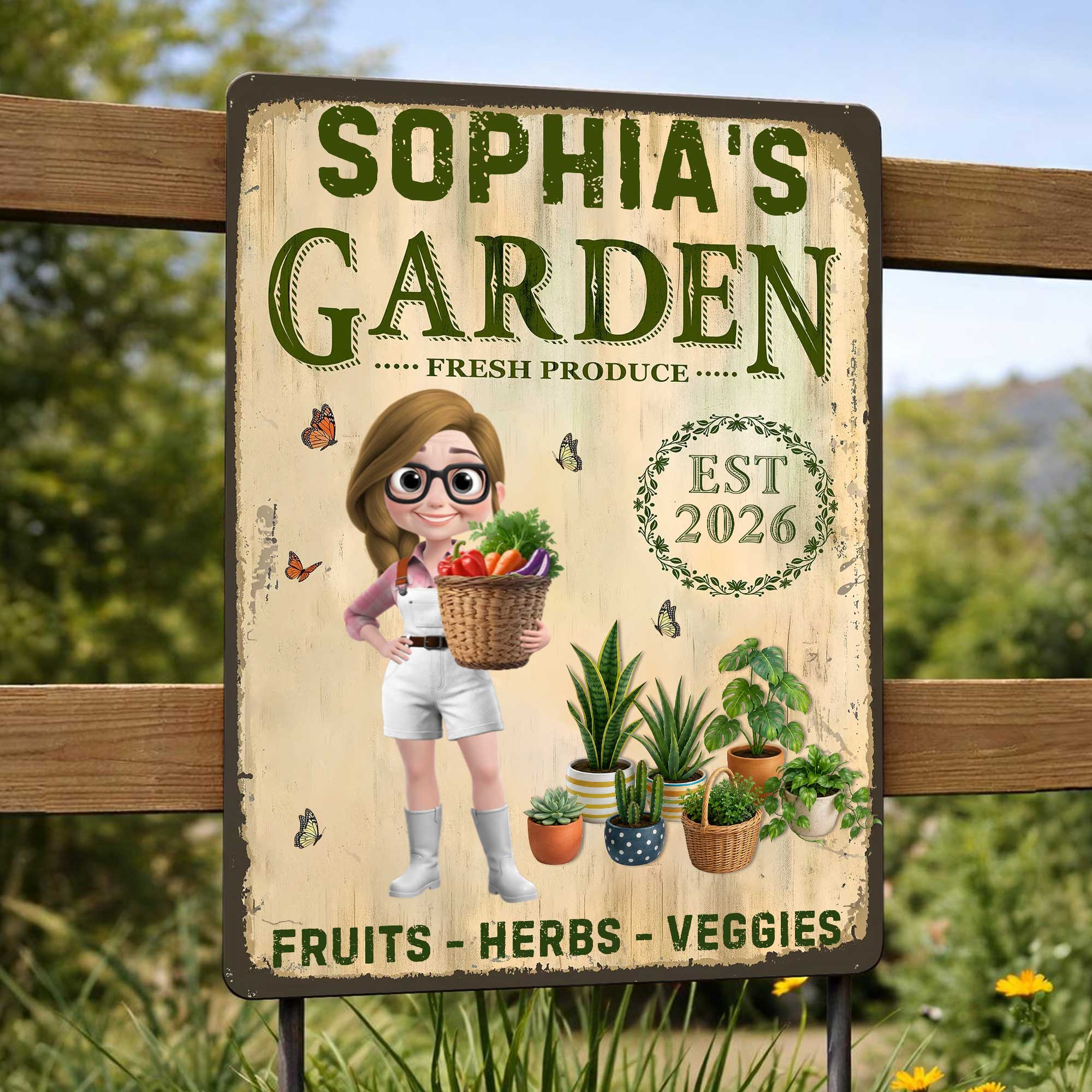 Personalized Metal Sign Garden Decor Custom Name Gift for Mom