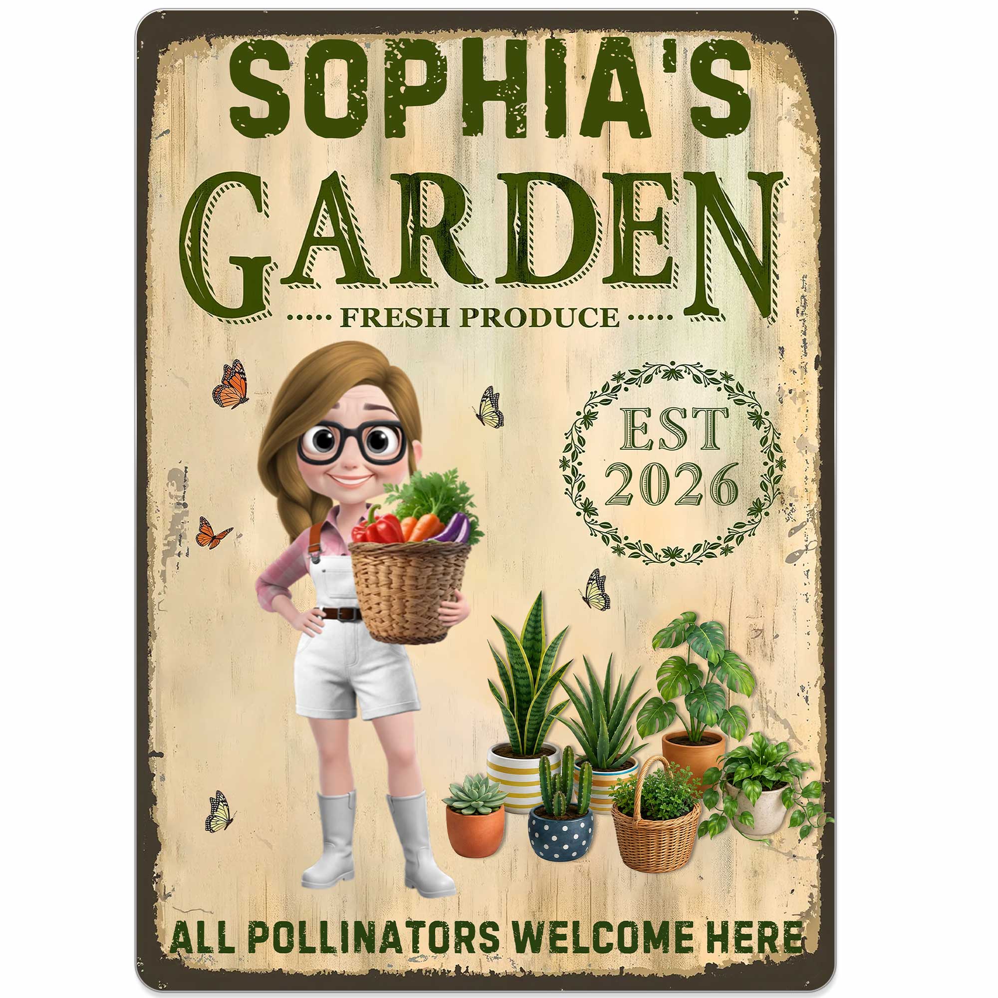 Personalized Metal Sign Garden Decor Custom Name Gift for Mom