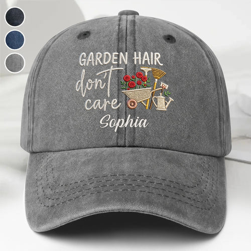 Personalized Washed Denim Cap Custom Name for Garden Lovers