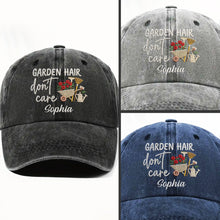 Load image into Gallery viewer, Personalized Washed Denim Cap Custom Name for Garden Lovers
