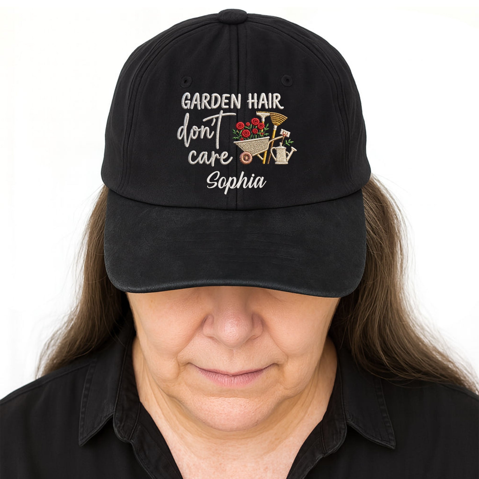 Personalized Washed Denim Cap Custom Name for Garden Lovers