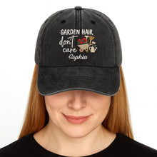 Load image into Gallery viewer, Personalized Washed Denim Cap Custom Name for Garden Lovers
