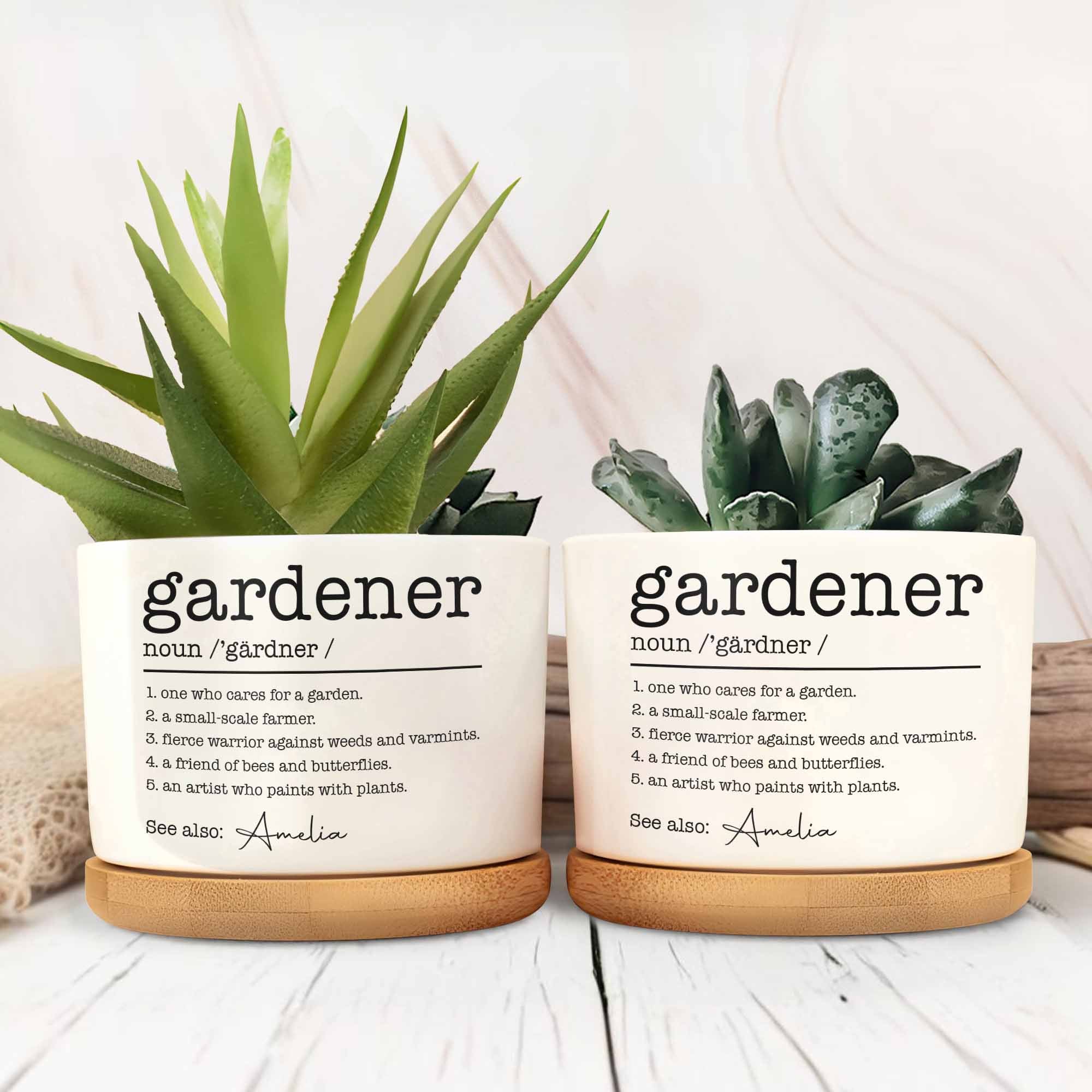 Personalized Ceramic Plant Pot Custom Name Gift for Gardener