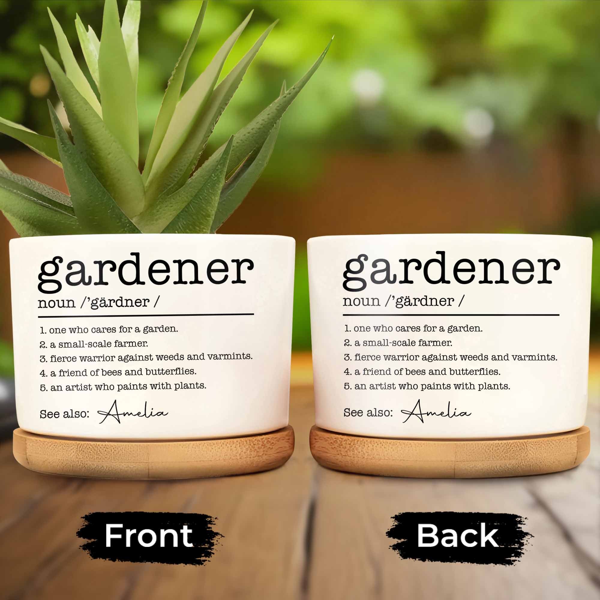 Personalized Ceramic Plant Pot Custom Name Gift for Gardener