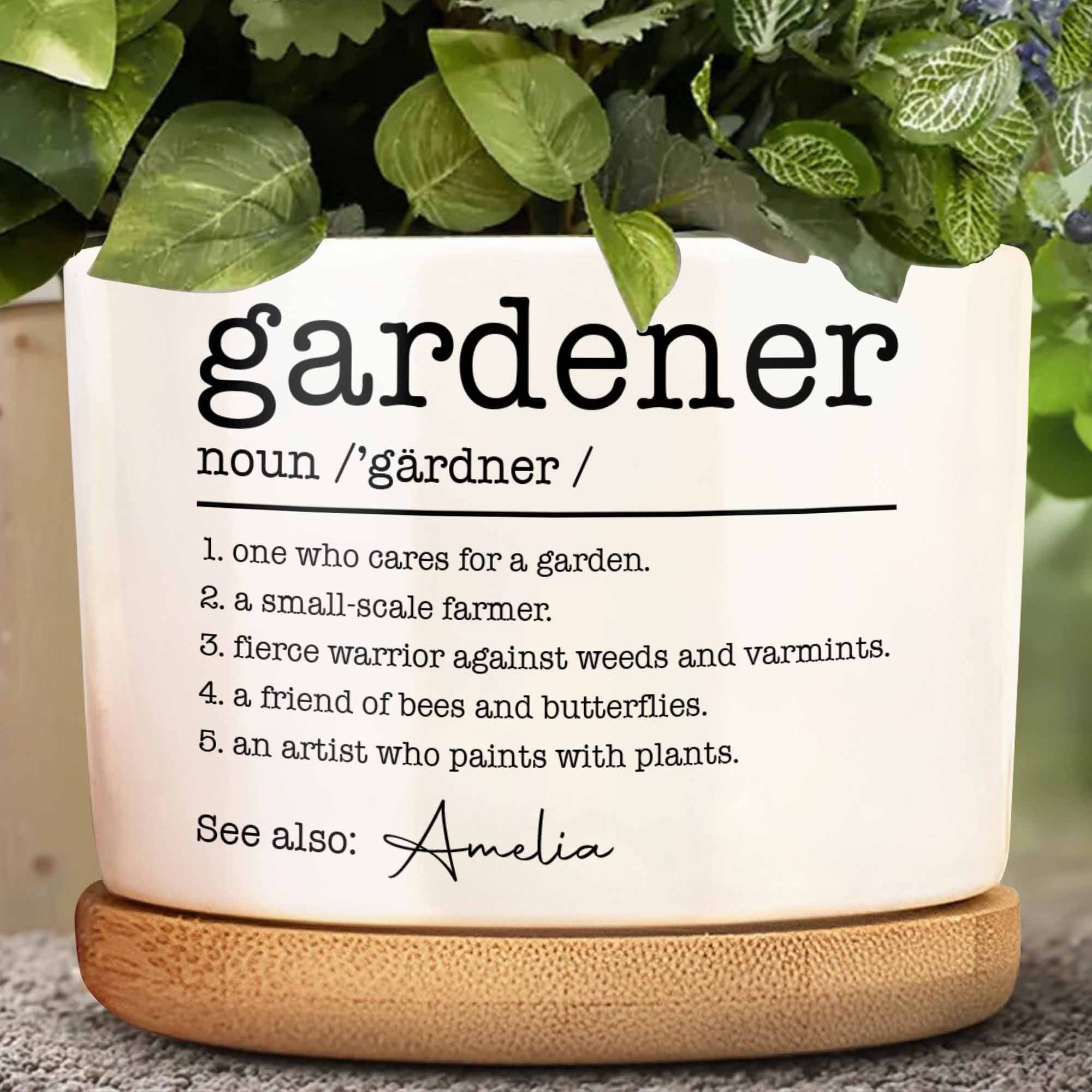 Personalized Ceramic Plant Pot Custom Name Gift for Gardener