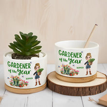 Load image into Gallery viewer, Personalized Ceramic Plant Pot Custom Message for Gardener
