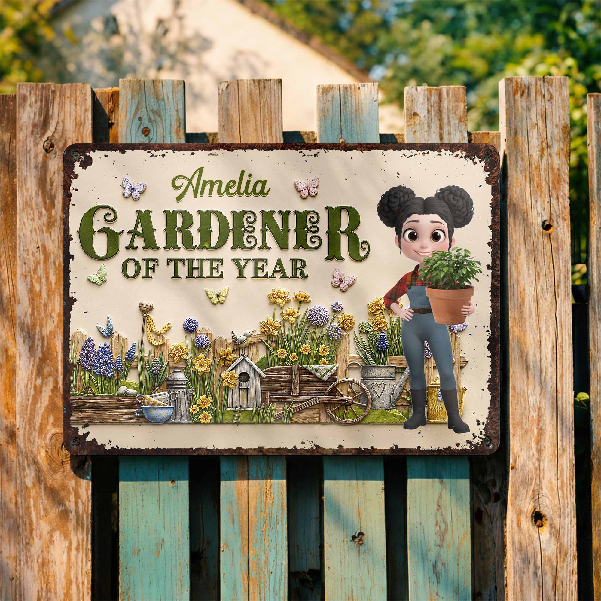 Personalized Gardener Metal Sign Custom Name Gift for Mom