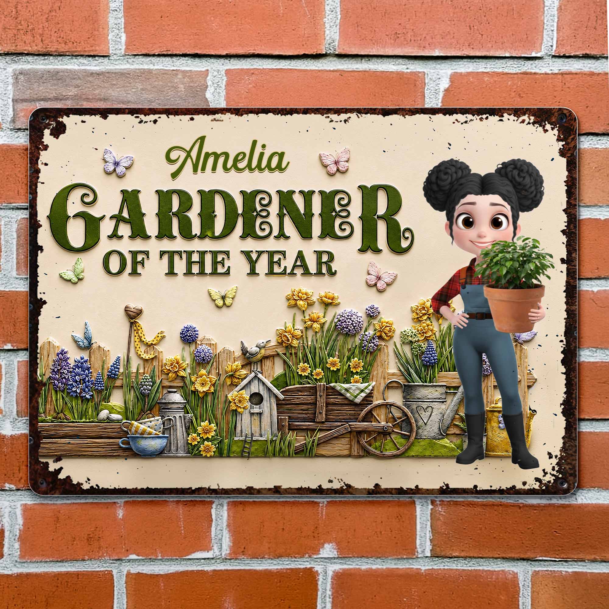 Personalized Gardener Metal Sign Custom Name Gift for Mom