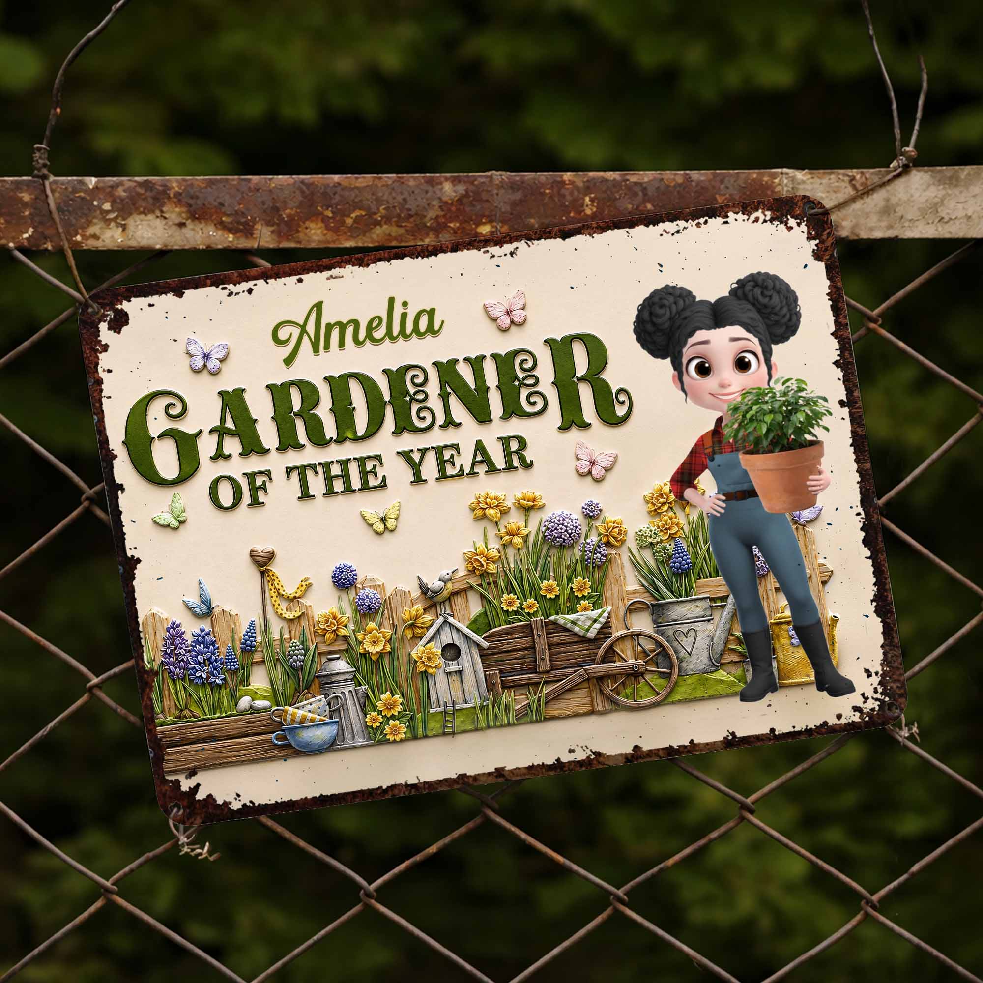Personalized Gardener Metal Sign Custom Name Gift for Mom