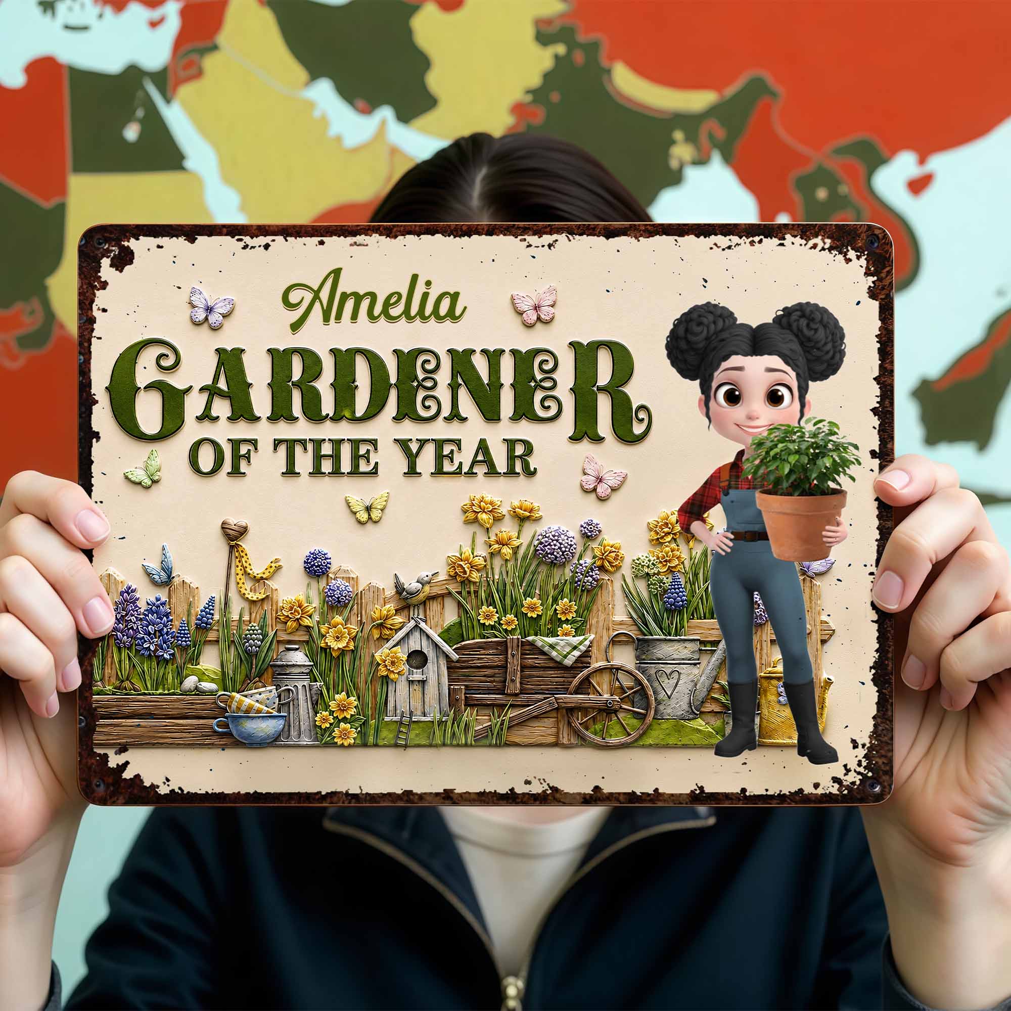 Personalized Gardener Metal Sign Custom Name Gift for Mom