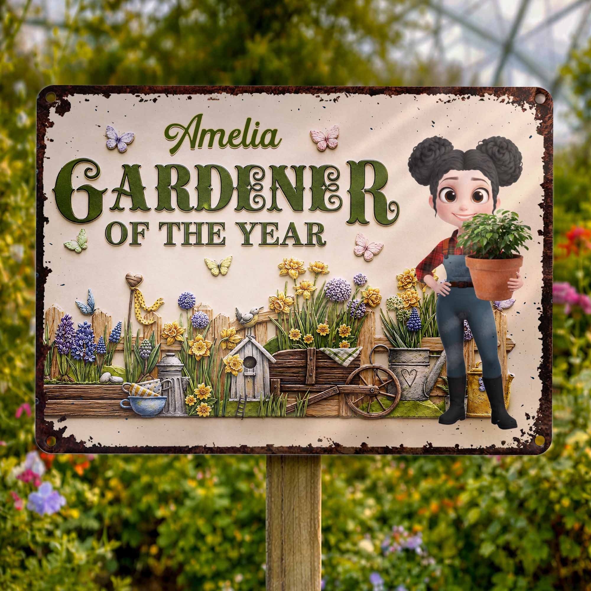 Personalized Gardener Metal Sign Custom Name Gift for Mom